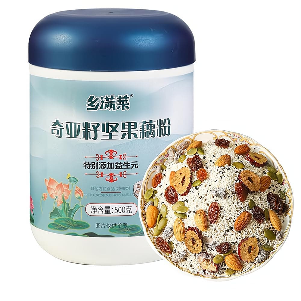 Phuumy Chia Seeds & Nuts Lotus Root Soup,Delicious And Nutritious Chia Seed Nut Lotus Root Noodle Soup Authentic Chinese Food With Corn Starch Powder, Osmanthus, And For a Flavorful Experience