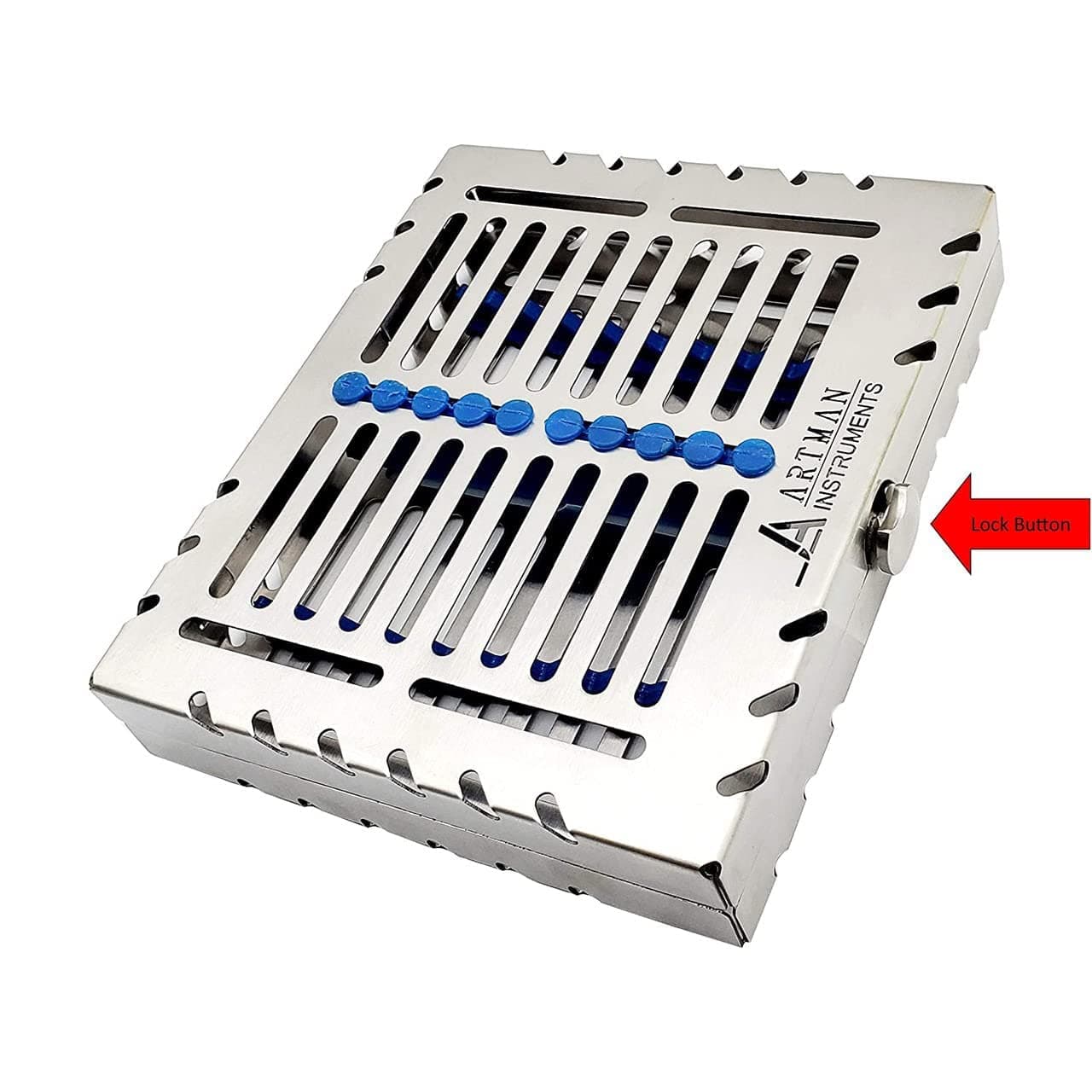 ARTMAN INSTRUMENTS Heavy Duty Sterilization Cassette Tray for 10 Instruments Rack Premium Design Dental Surgical lab 7.25"X5.75"X1.4"