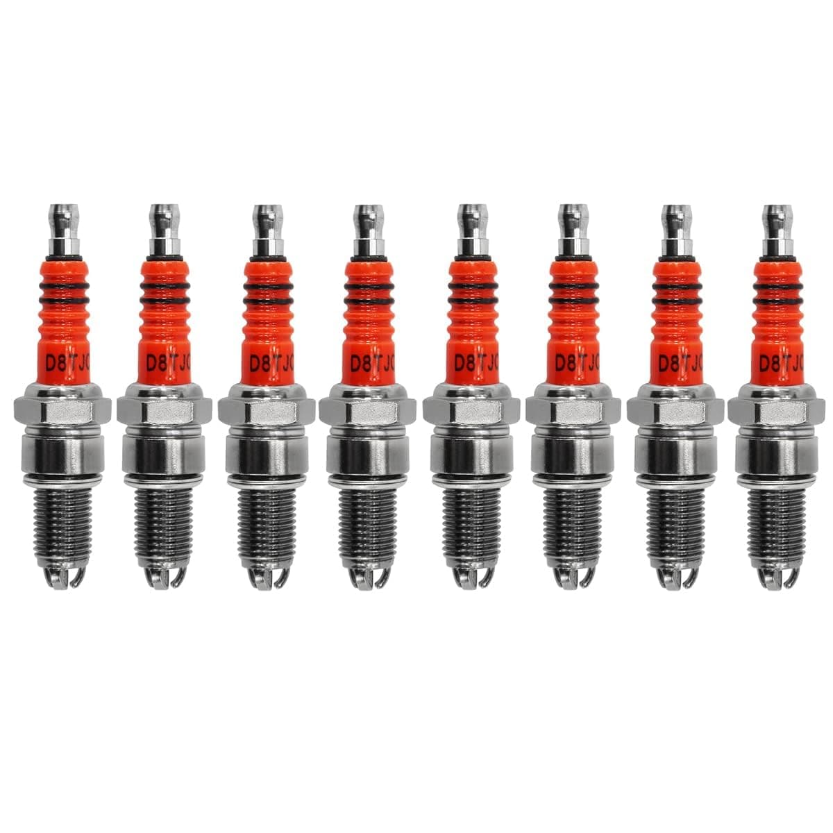 PRO BAT D8TJC D8TC 3 Electrode Spark Plug for CG 125cc 150cc 200cc 250cc CF250 4 Stroke Gasoline Engine Dirt Bike Go Kart Moped Scooter ATV Motorcycle Orange, 2Pcs