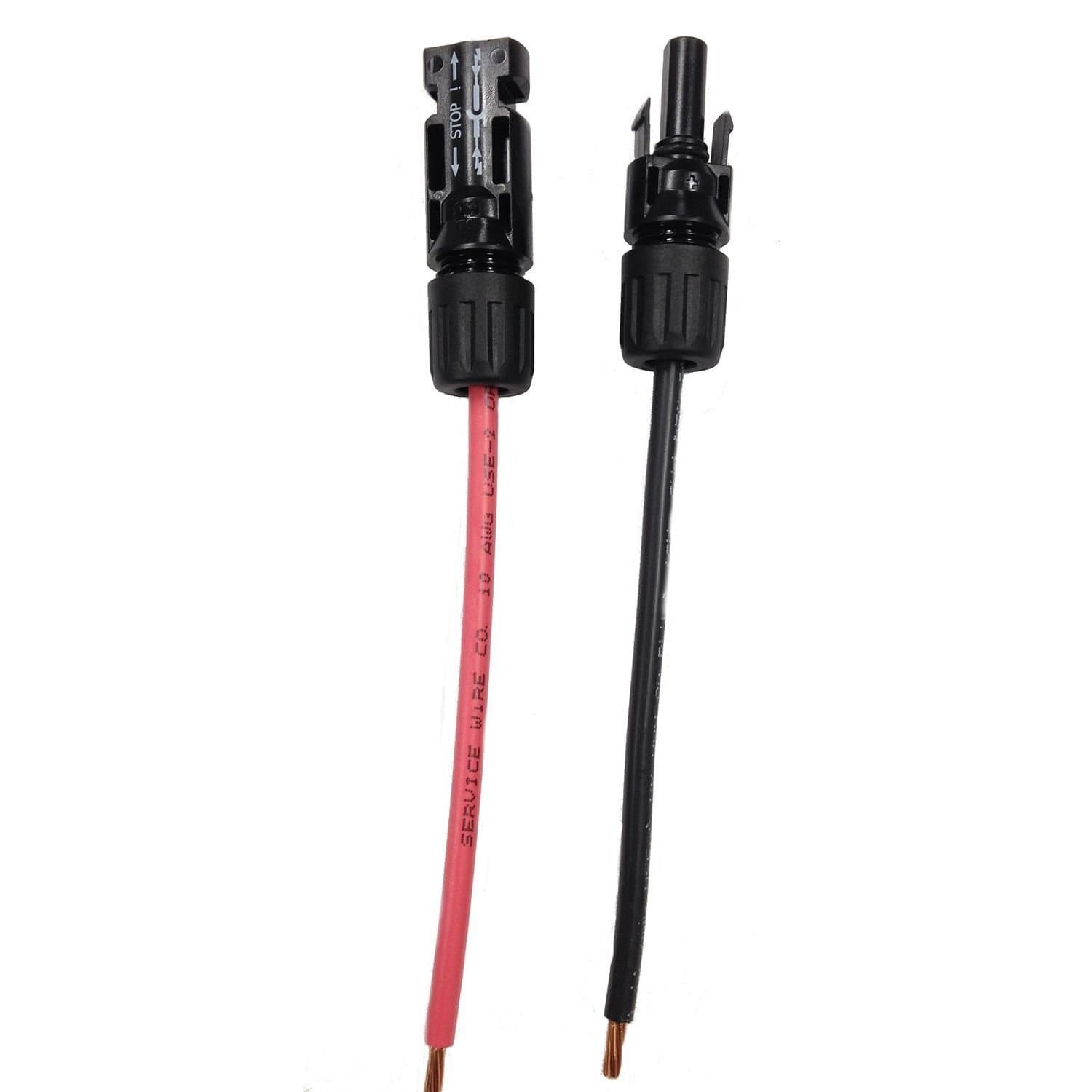 CIESolar products 12" Inch MC4 to Bare Wire Adapter Cable Set one Black one red #10 Solar Cables with MC-4 connectors and Tough 1000 VDC XLPE innsulation