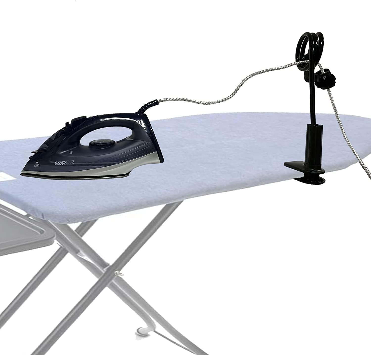 AUXPhome Flexible Iron Cord Minder, Universal Cord Holder for Ironing Board - Flexible Adjustable Steam Iron Cord Minder, Keeps Cord Out of The Way - No Irons, No Ironing Board