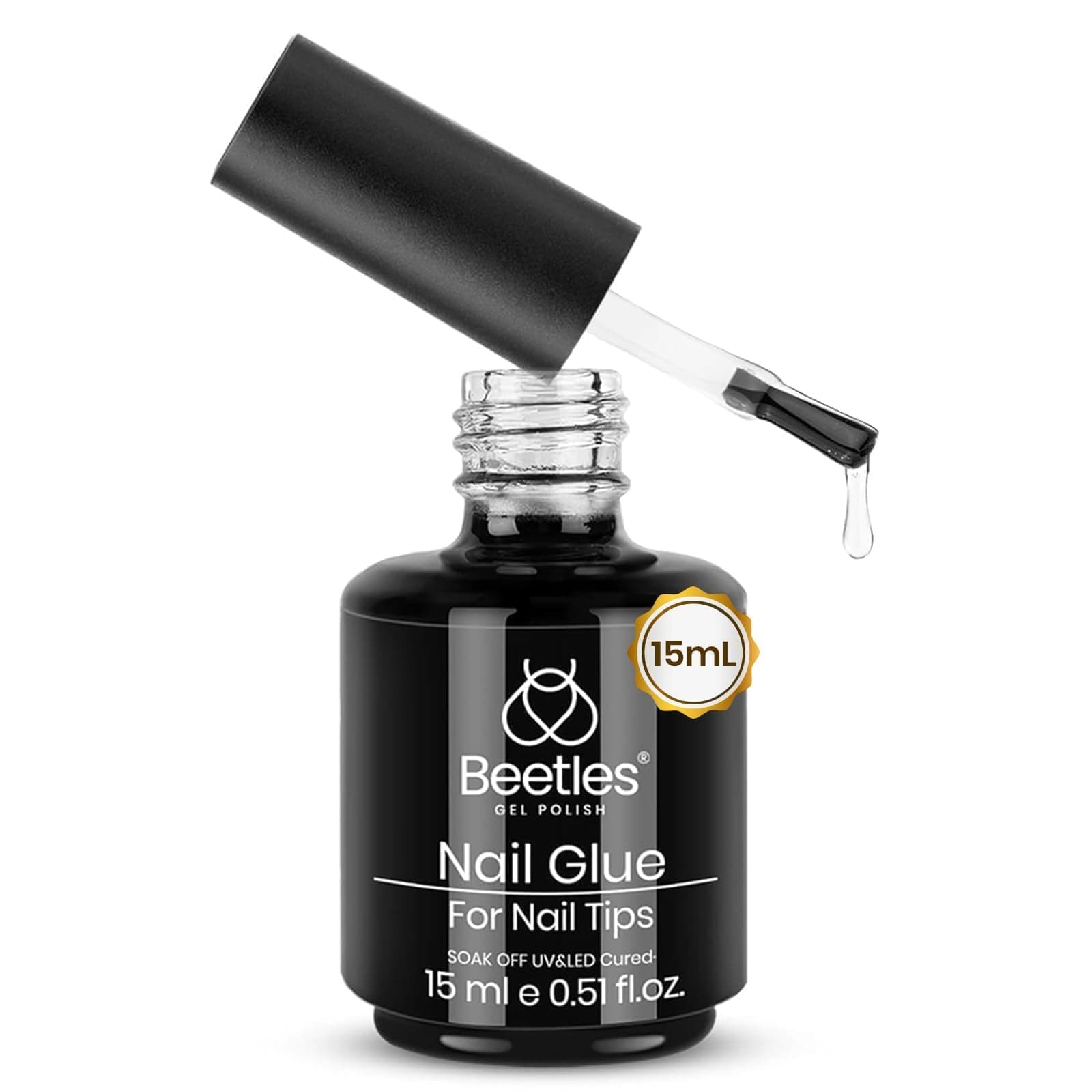 9 in 1 Nail Glue with New Formula, 0.5 Fl Oz Super Strong Brush in Nail Gel Glue for False Nails Tips, Rhinestone, Base Gel, Blooming Nail Gel, U V Light Required