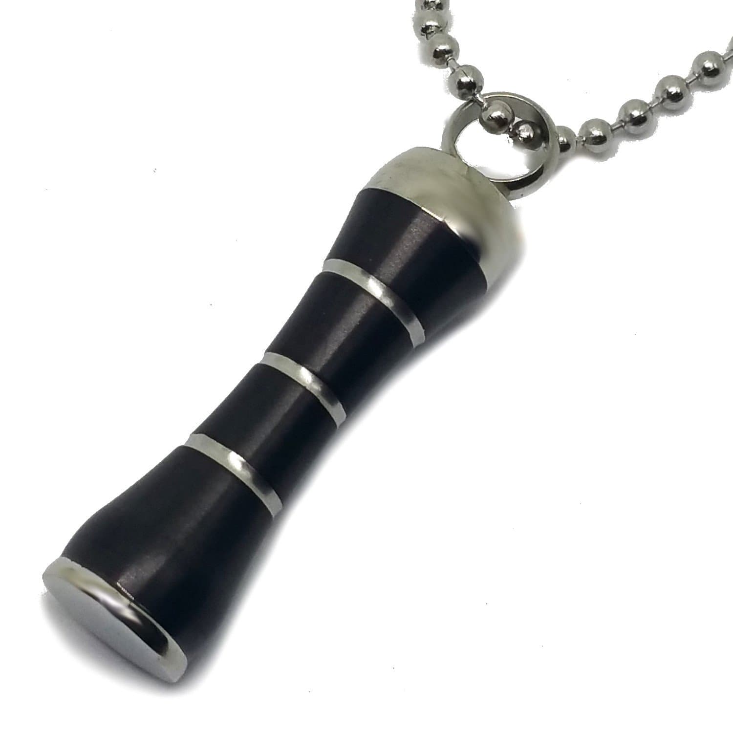 Cremation Jewelry for Ashes Black and Silver Curved Cylinder Urn Necklaces Stainless Steel Pendant for Men and Women Dog Cat Funeral Day. Keepsake for Loved One