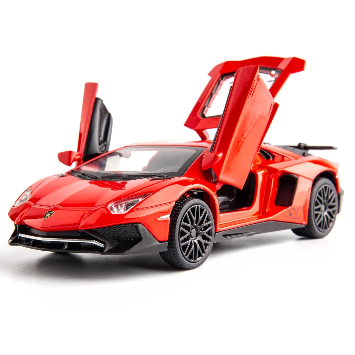 ARNIYAVALACompatible for 1:32 Lamborghni LP750 Model Pull Back Car Toy car with Sound and Light for Kids Boy Girl, Metal Body, Door Opened, Red
