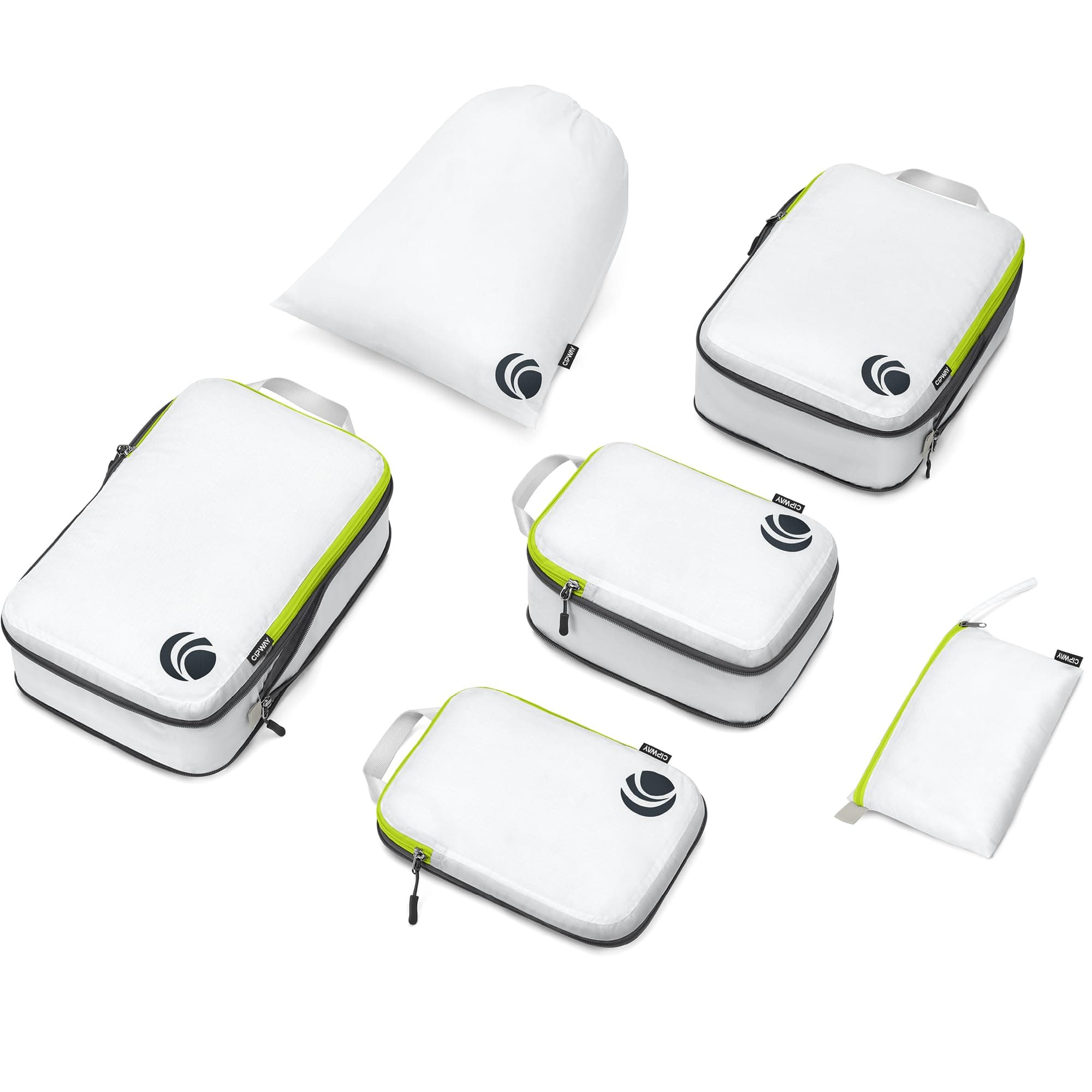 Cipway Compression Packing Cubes for Travel-Expandable Luggage Organizer Set Pack More in Less Space,Travel Gear Accessories (White 2pcs) (White 6pcs)