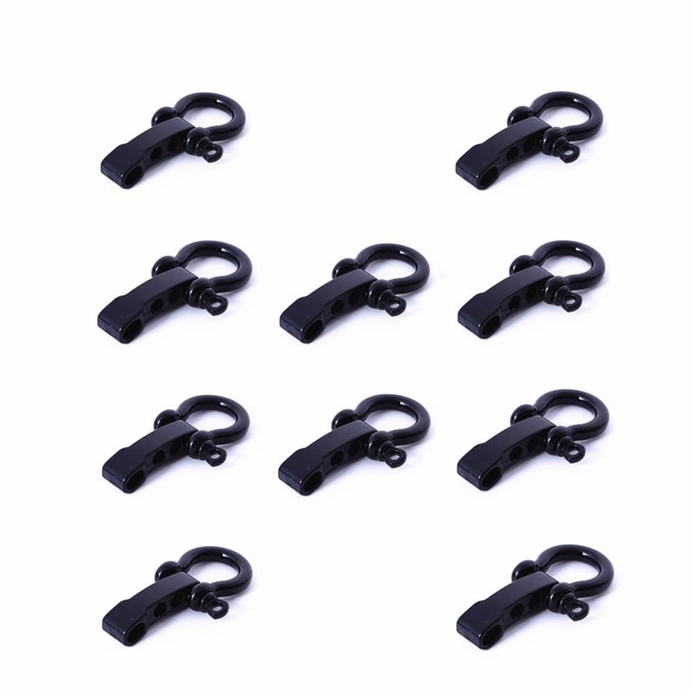 Hewnda 10 Sets Zinc alloy Bow Shackle Umbrella Rope,Adjustable D Umbrella Rope Bracelet Buckle Survival D Shape