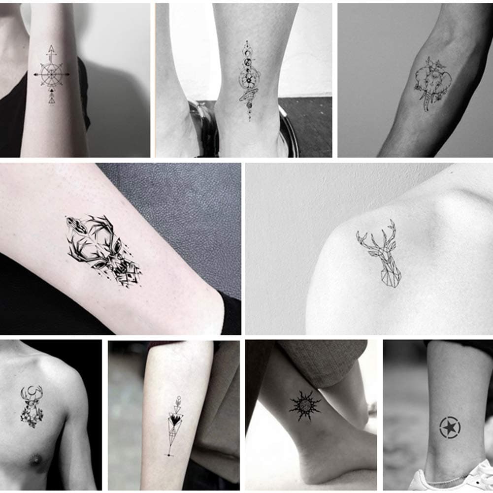 Everjoy Tiny Temporary Black Dark Mark Tattoos - 30 Pcs, Cool, Tribal Removable Tattoo Stickers for Women, Men, Boys and Girls