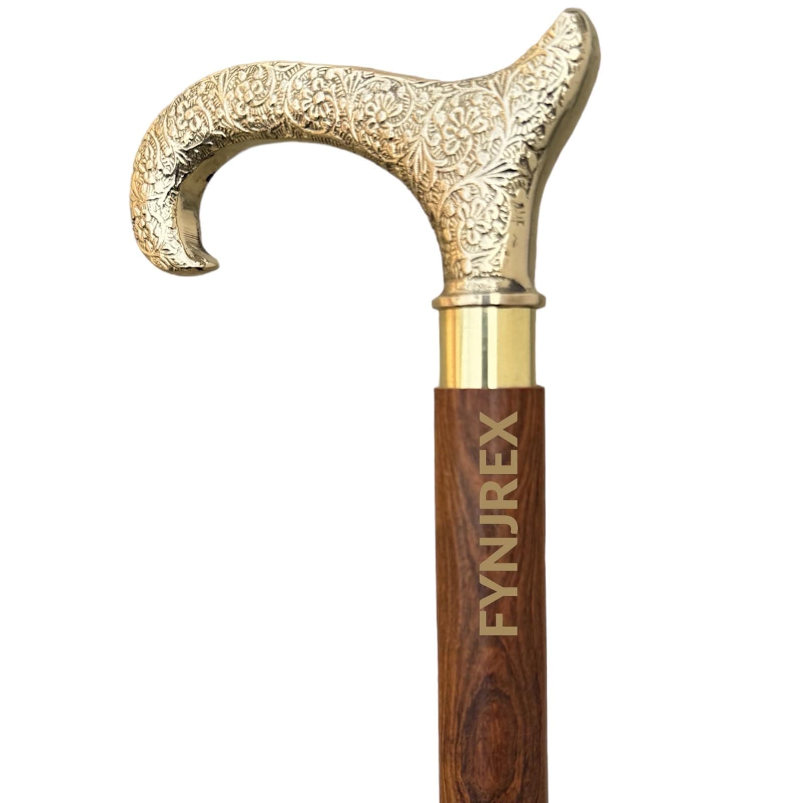 FYNJREX Derby Canes and Walking Sticks with Brass Handle - Affordable Gift Wooden Decorative Walking Cane Fashion Statement for Men/Women/Seniors