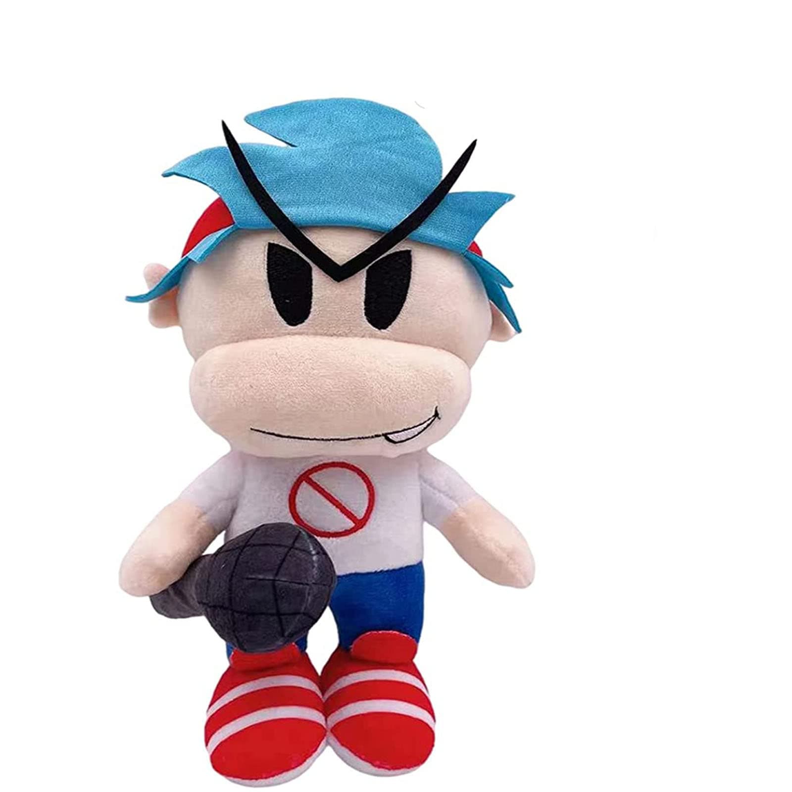 25cm/10 in Boyfriend Fnf Toys, Friday Night Funkin Plush Blue Hair Boy Doll Soft Stuffed Kawaii Cute Cartoon Figure for Kids Birthday Gift Fans Favors (1x Blue Hair Boyfriend Toy)