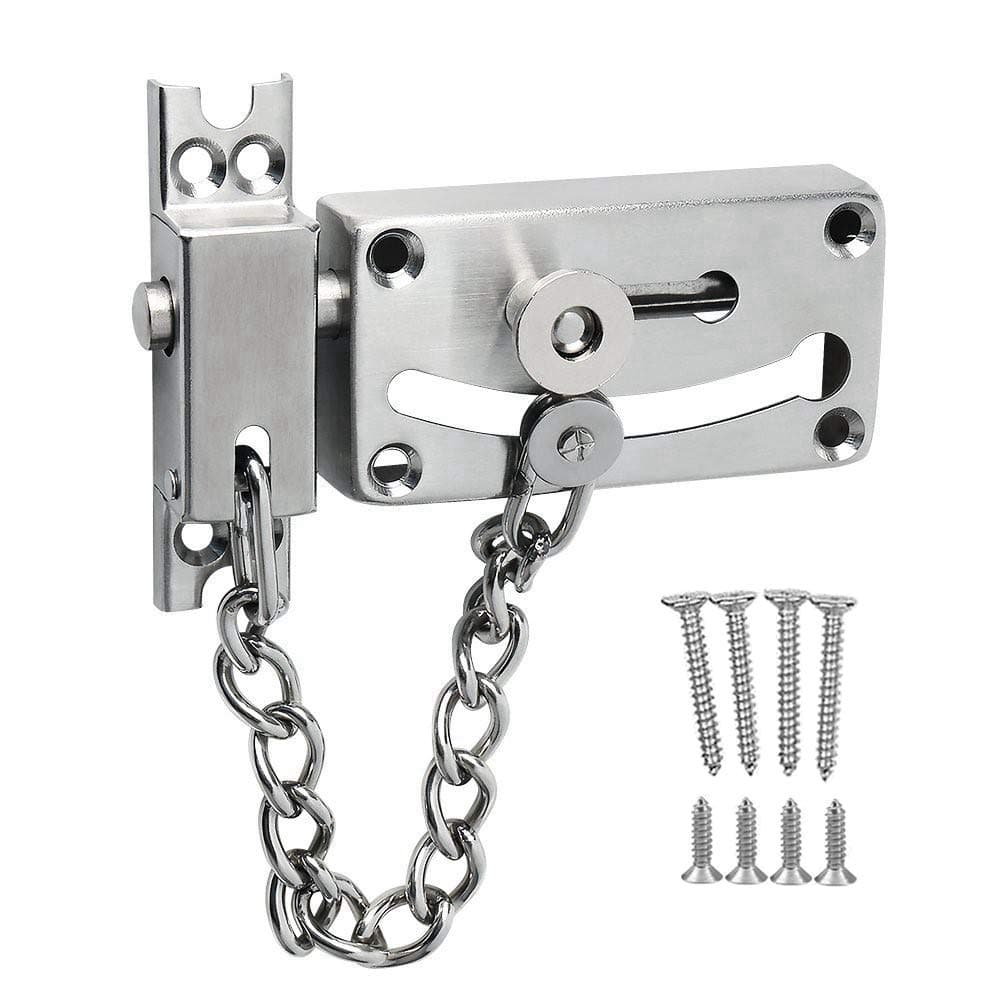 Door Lock Gate Bolt Door Chains Stainless Steel Latches Safety Door Lock with Anti Theft Chain