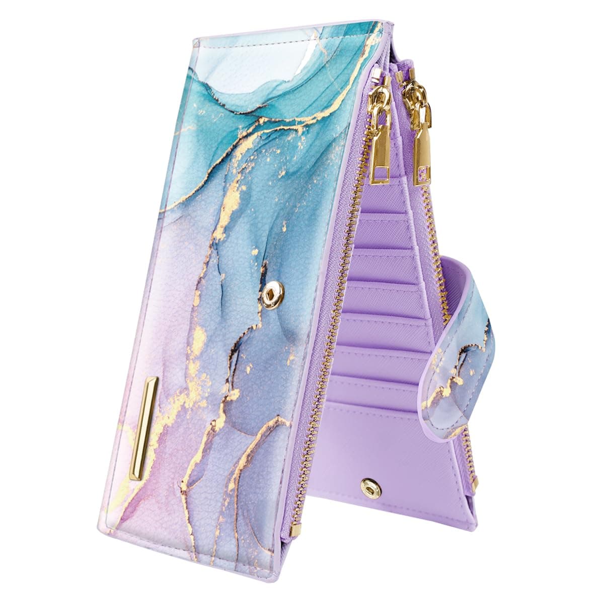 Womens RFID Blocking Large Capacity Wallet Multi Card Organizer Bifold Wallet for Women with Zipper Pocket