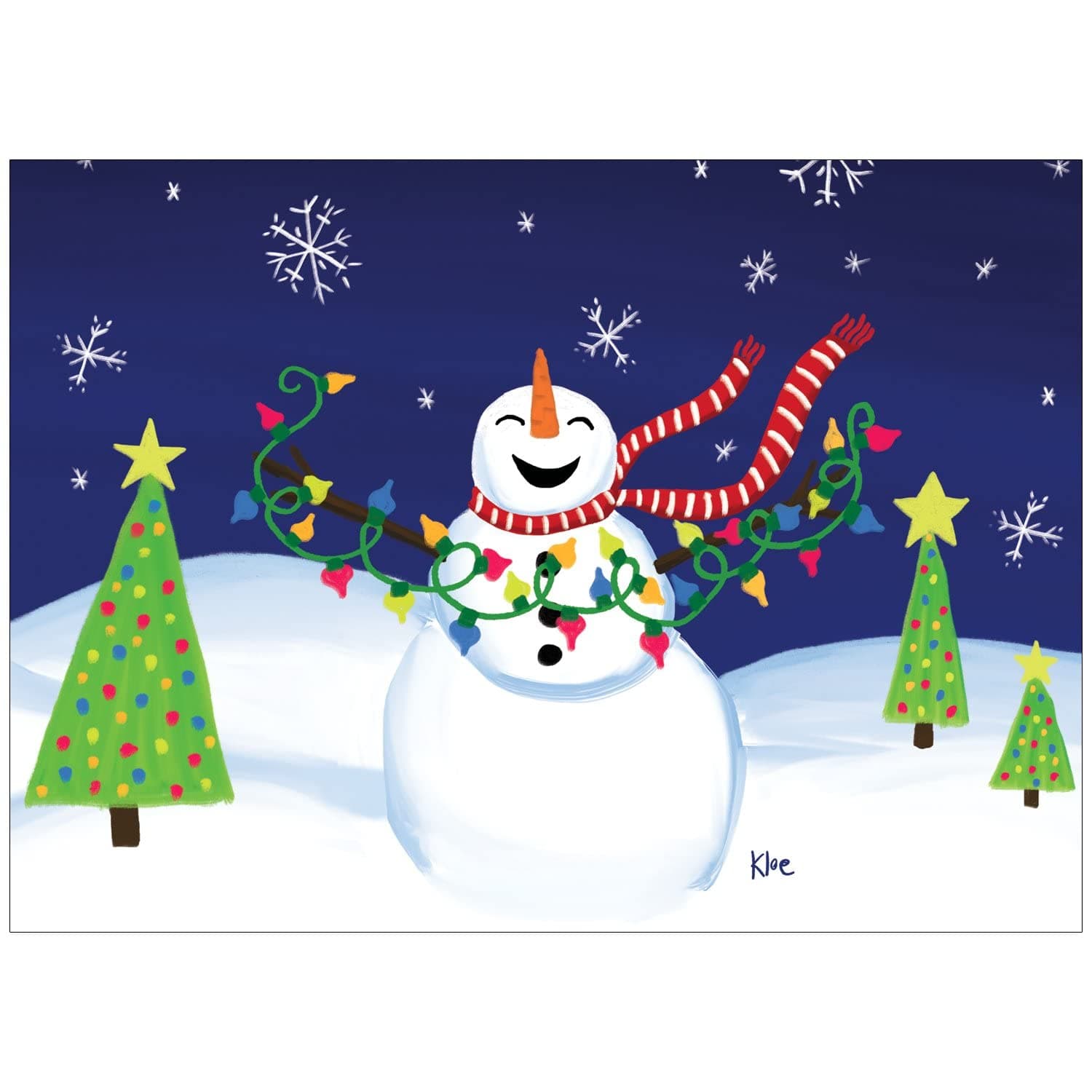 (10) MD Anderson Children's Art Project Joyful Snowman Holiday Cards - Wishing You and Your Family a Merry and Bright Christmas