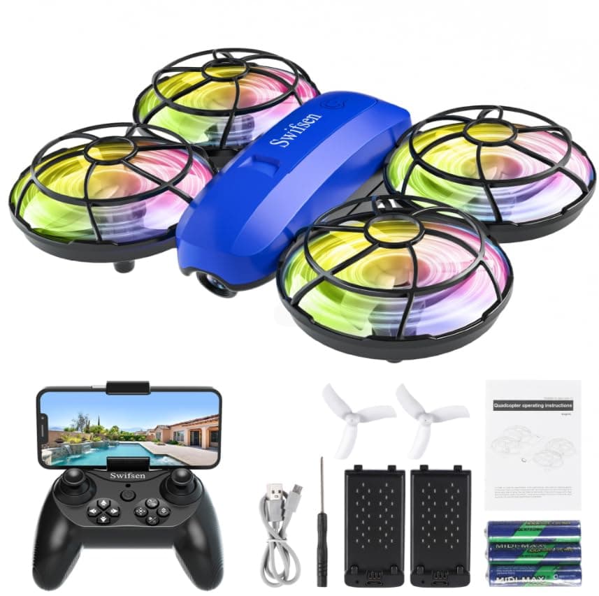 Drones for Kids with Camera,Rc Drone Indoor Small Helicopter,Birthday Gifts for Boys and Girls Beginners Friendly,Mini Quadcopter Toy With 2 Batteries,Propeller Protect,Altitude Hold