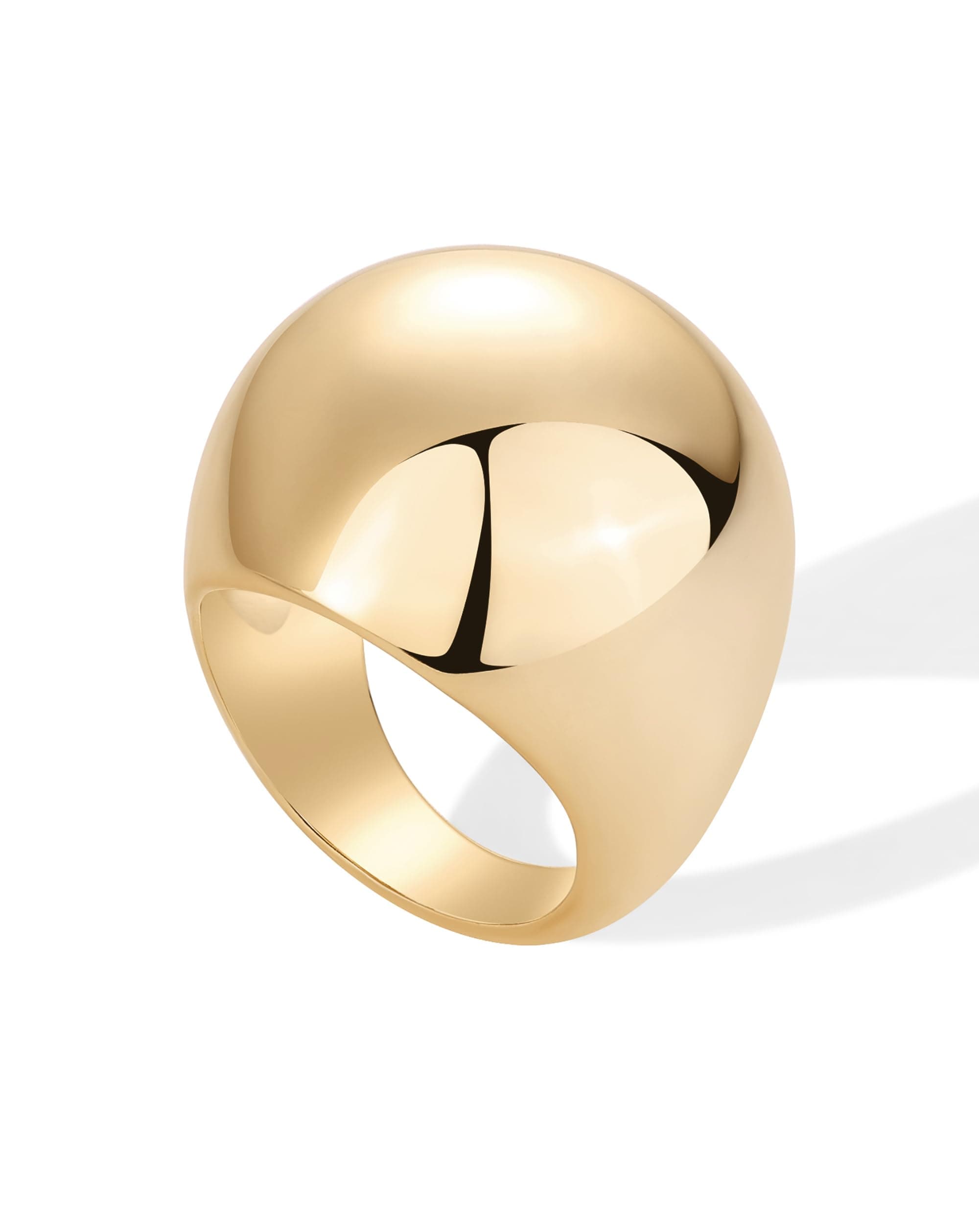 14K Gold Plated Chunky Domed Statement Ring for Women | Lightweight Trendy Sphere Rings | Statement Jewelry