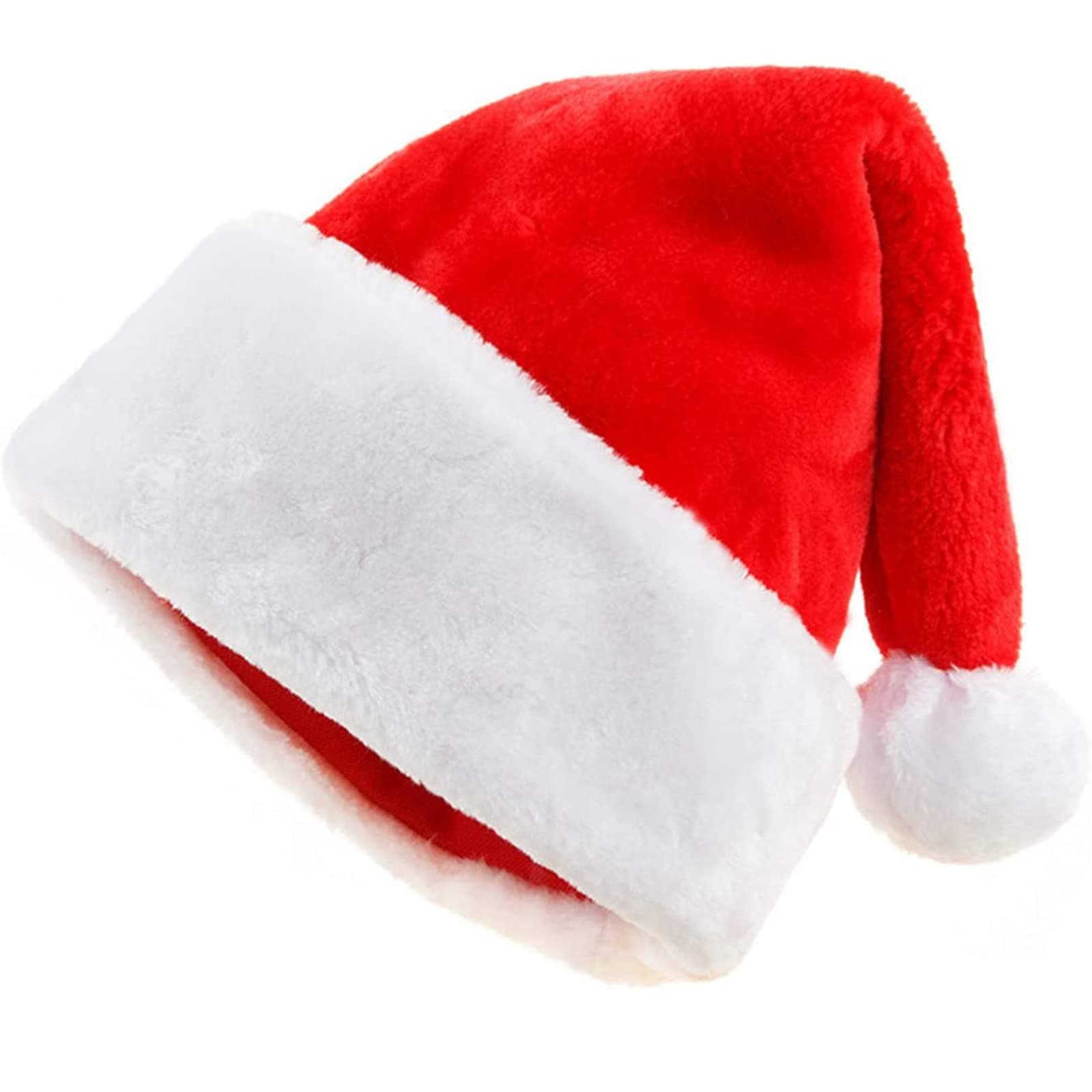 Unisex Soft Plush Velvet Santa Claus Hat with Red Father Extra Thicken Comfort Classic Fur