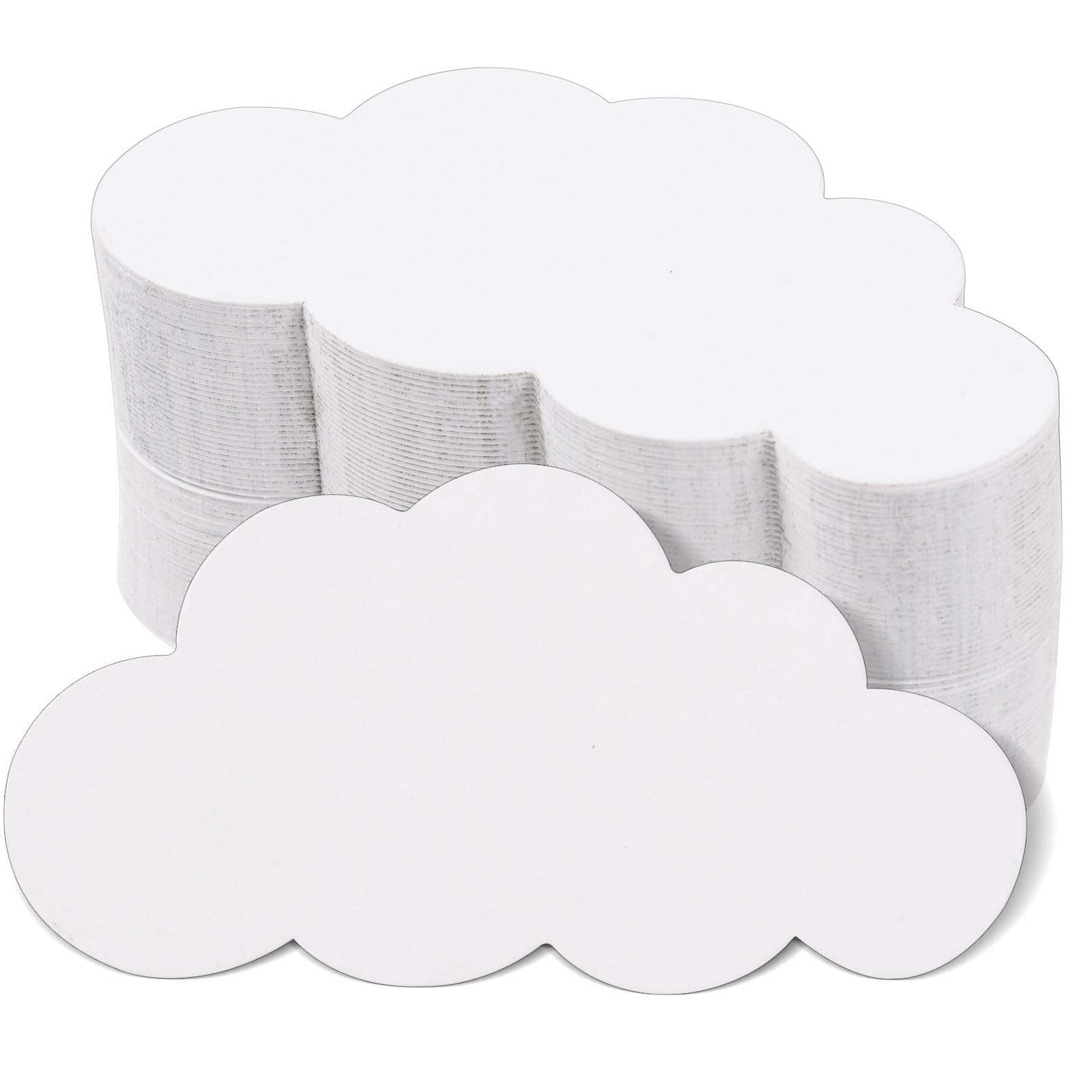 MixTeach 200 Pcs White Cloud Cutouts - 4 Inch Paper Cloud Shapes Die Cut Double Sided Classroom Decoration for Bulletin Board DIY Kids School Craft Projects Party Wall Decoration