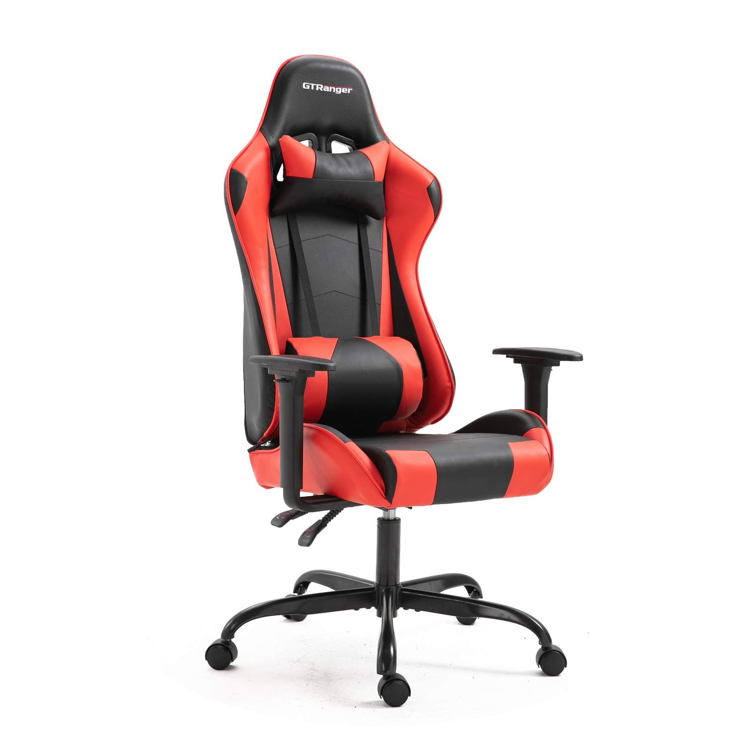 Gaming Chair Racing Style High Back Computer Gaming Chair Adjustable Recliner Leather Office Desk Chair with Headrest and Lumbar Support (Red & Black)