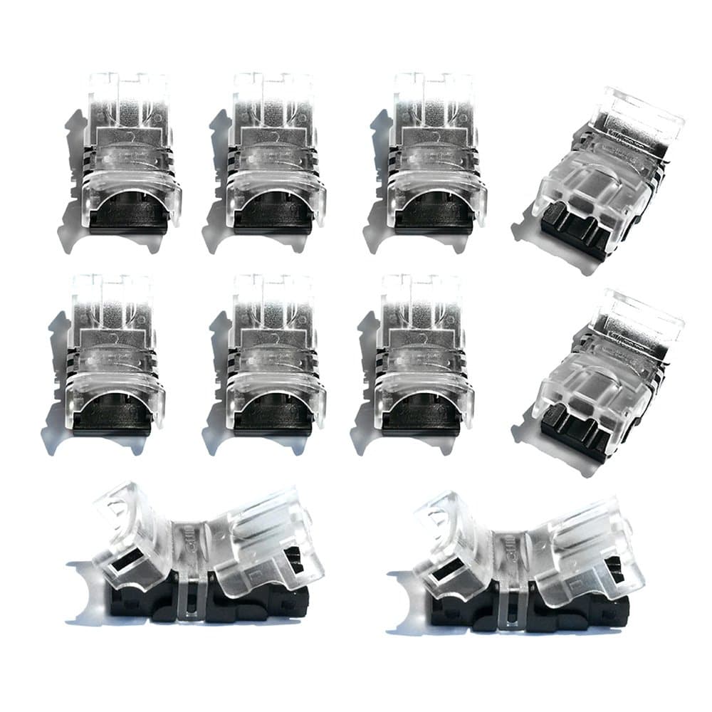 2-Pin LED Connector for 10MM Wide Waterproof Single Color LED Strip Light-Wire to Strip, Applicable for SMD 10mm Width PCB Board, 22-20 AWG Cable Without Stripping The Wires(10PCS)