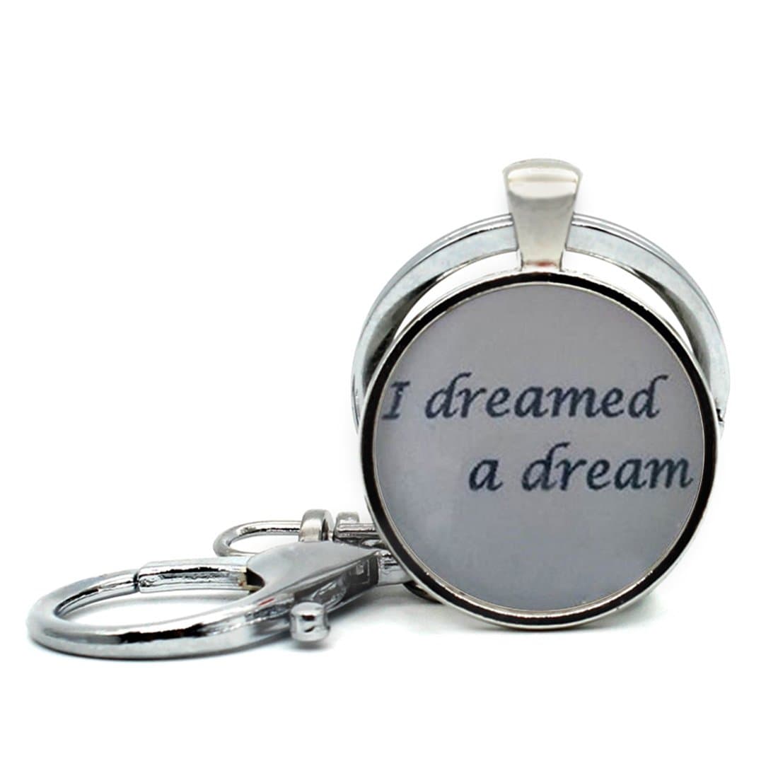 Keychain Round Pendant Les Miserables Necklace,I Dreamed a Dream Quote Glass Cabochon Key Rings Stainless Steel Metal Handmade Charm Pendants