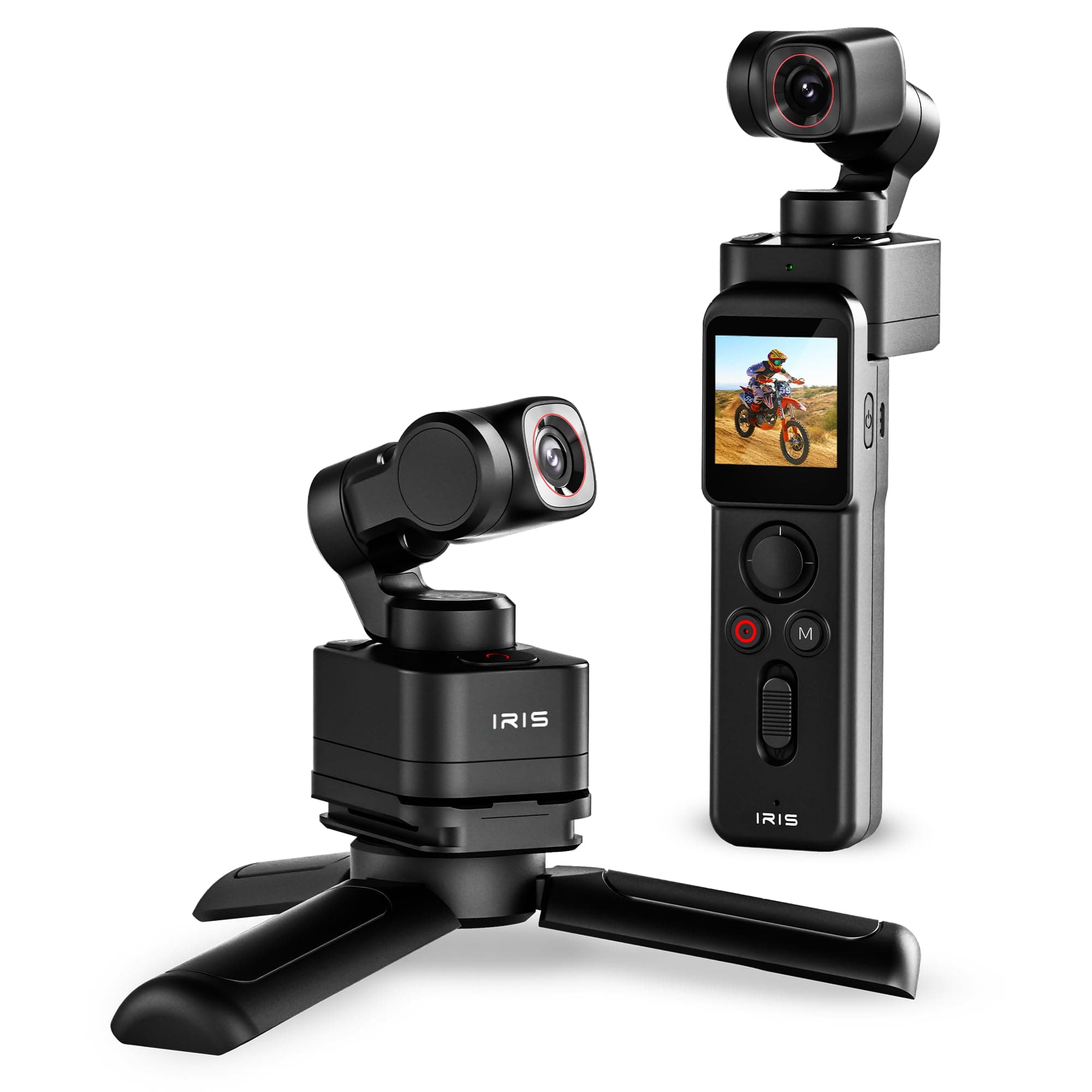 IRIS Pocket 4K Vlogging Camera - with Dual AMOLED Display 1/1.3" CMOS Sensor, 3-Axis Gimbal Stabilizer, AI Tracking, 512GB Support, 160-Min Battery, Best Video Camera for Youtubers & Instagram