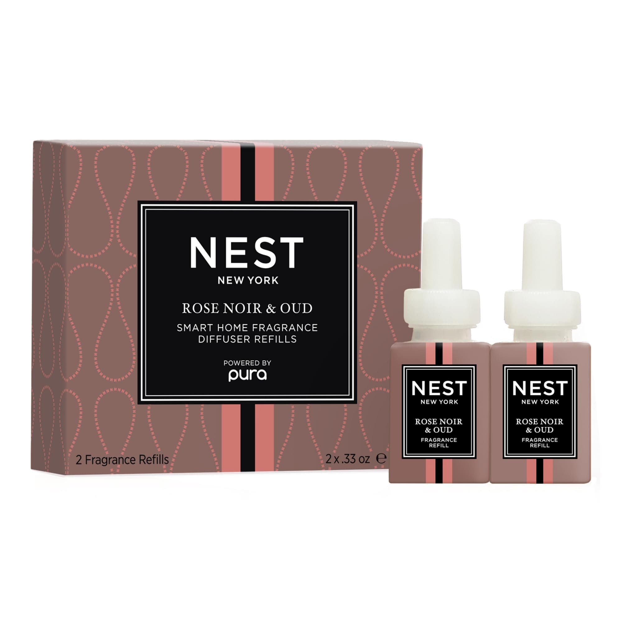 NEST New York Smart Home Fragrance Diffuser Refill Smart Vials, Rose Noir & Oud - Set of 2 - Designed for NEST x Pura 3 and NEST x Pura 4 Diffusers - Cruelty Free, Vegan