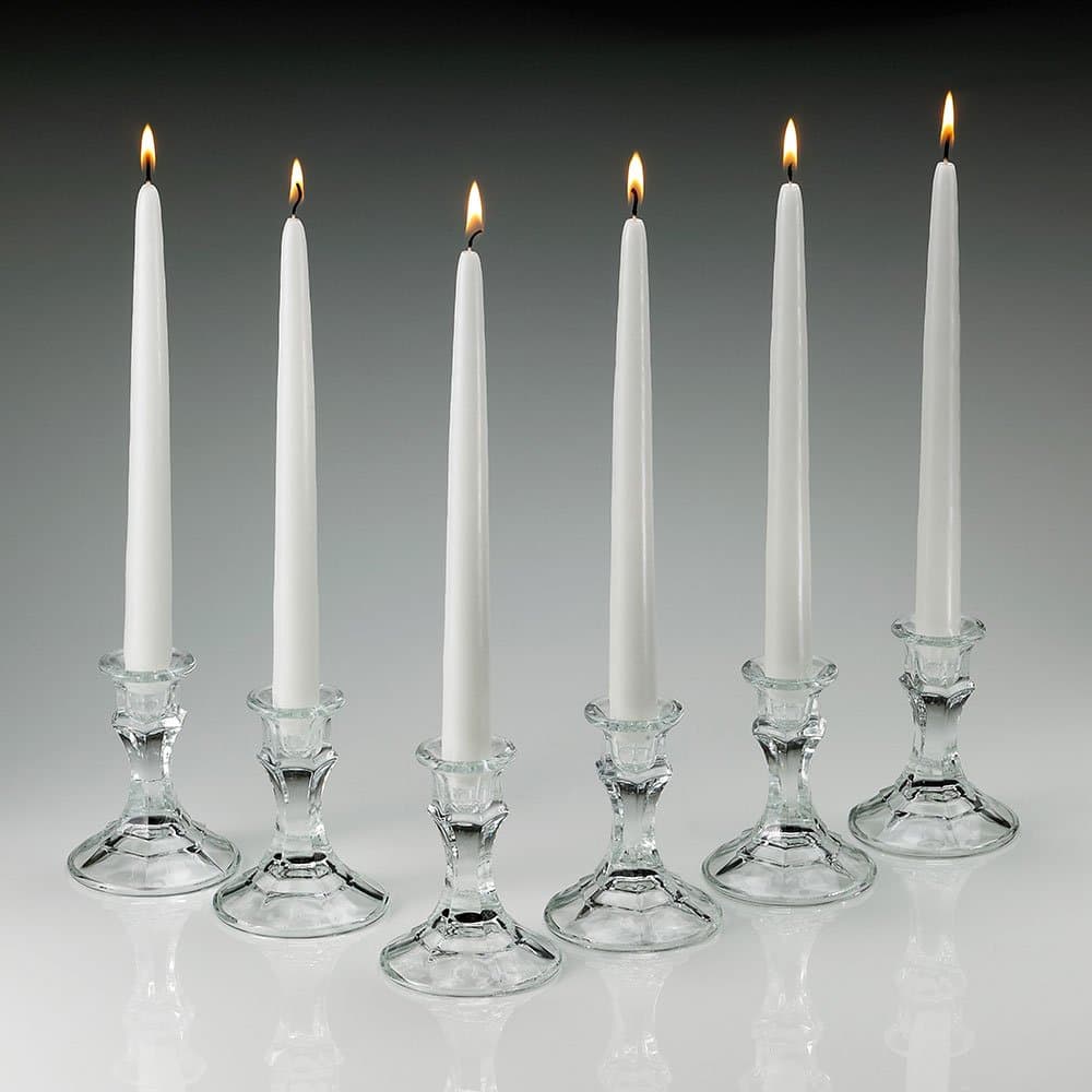 White Taper Candles 10 Inch Tall Burn 7 Hours Set of 12 Made in USA