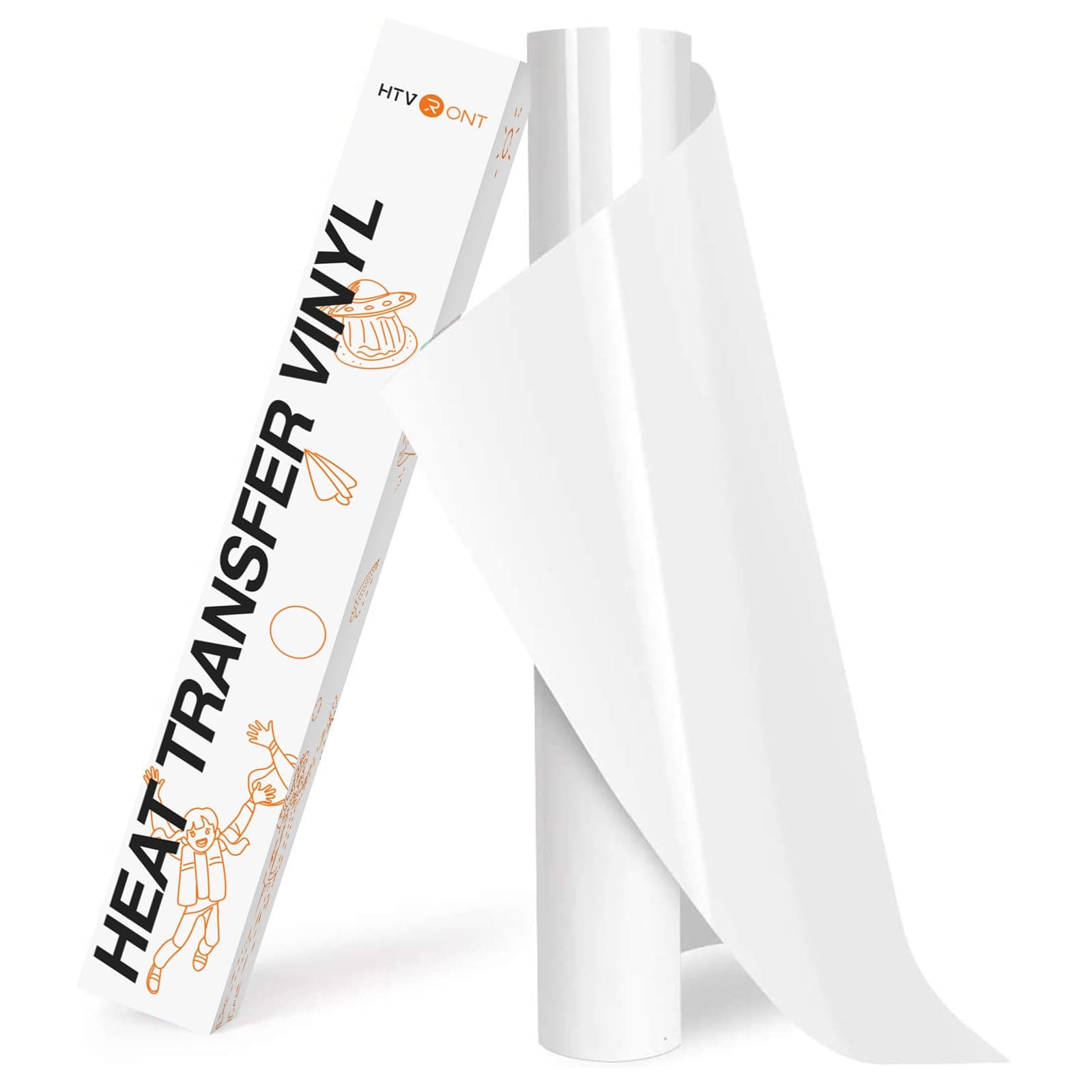 HTVRONT HTV Roll Heat Transfer Vinyl - 12" x 8ft White HTV Vinyl for Shirts, Iron on Vinyl for All Cutting Machine - Easy to Cut & Weed for Heat Transfer Design (White)