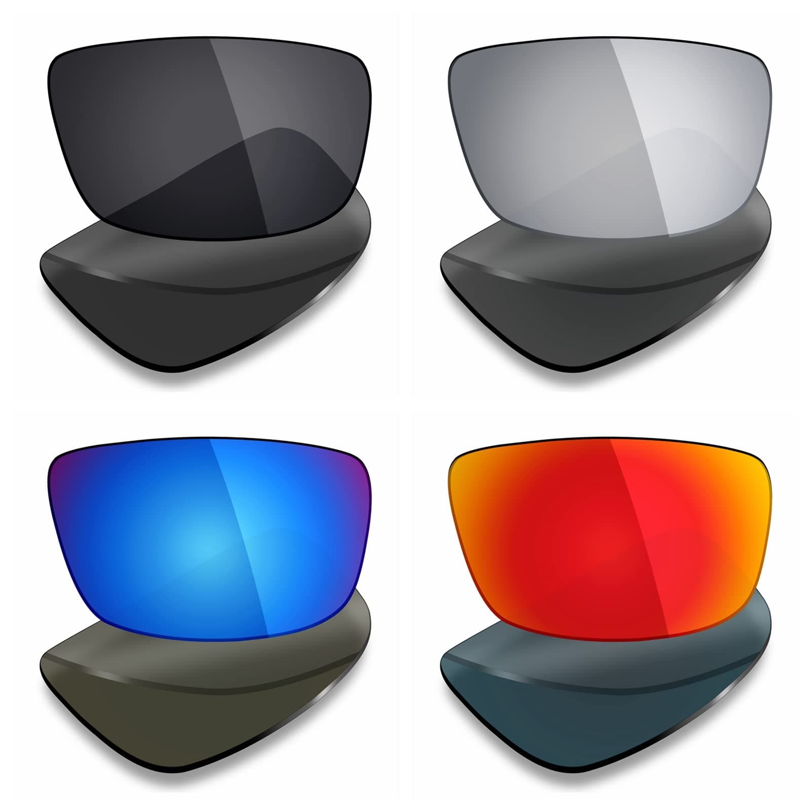 Mryok 4 Pair Polarized Replacement Lenses for Spy Optic Logan Sunglass - Stealth Black/Fire Red/Ice Blue/Silver Titanium