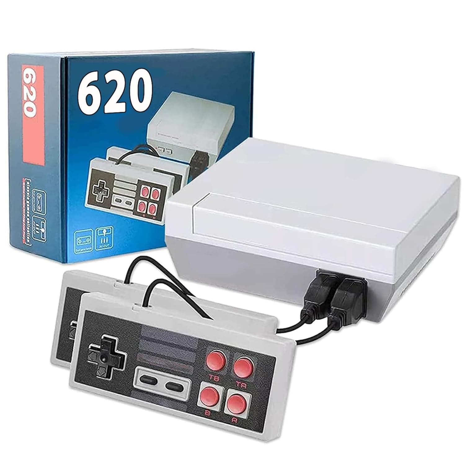 Retro Game Console – Classic Mini Retro Game System Built-in 620 Games and 2 Controllers, Old-School Gaming System for Adults and Kids,8-Bit Video Game System with Classic Games