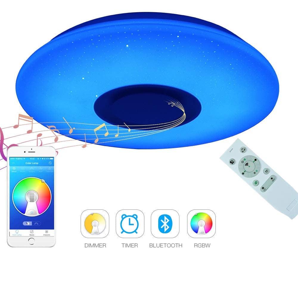 Dimmable Bluetooth Light Fixture Children's Home Ceiling Light Flush Mount Starlight Ceiling lamp Fixture 36W for Party Girl Bedroom Kitchen Living Room Dining Room 19.7inch