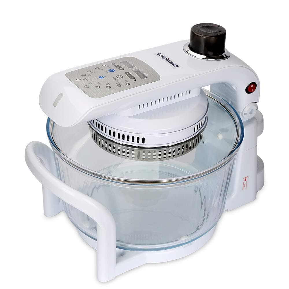 Sahomwell Convection Oven, French Arcopal Glass Bowl with Spray Function, Air Fryer with 17L Oilless Cooker, LCD Digital Touch Screen, Stainless Steel Extender Ring, Recipe Book, 2-Year Warranty, UL