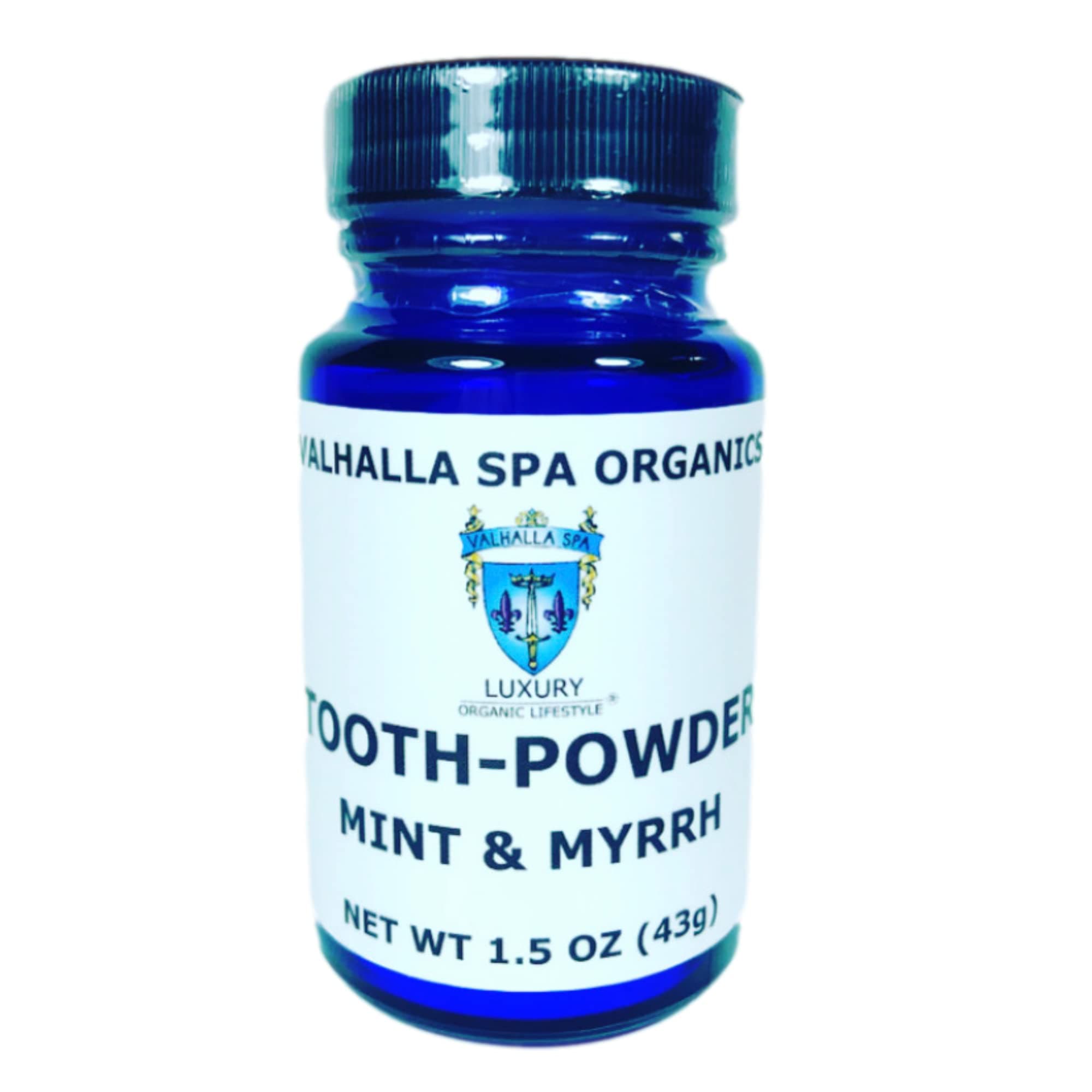 Tooth Powder with Mint and Myrrh Gum | All Natural Toothpaste Fluoride Free | Whitening, Re-mineralizing, Plaque Removing, Breath Freshener | 1.5oz