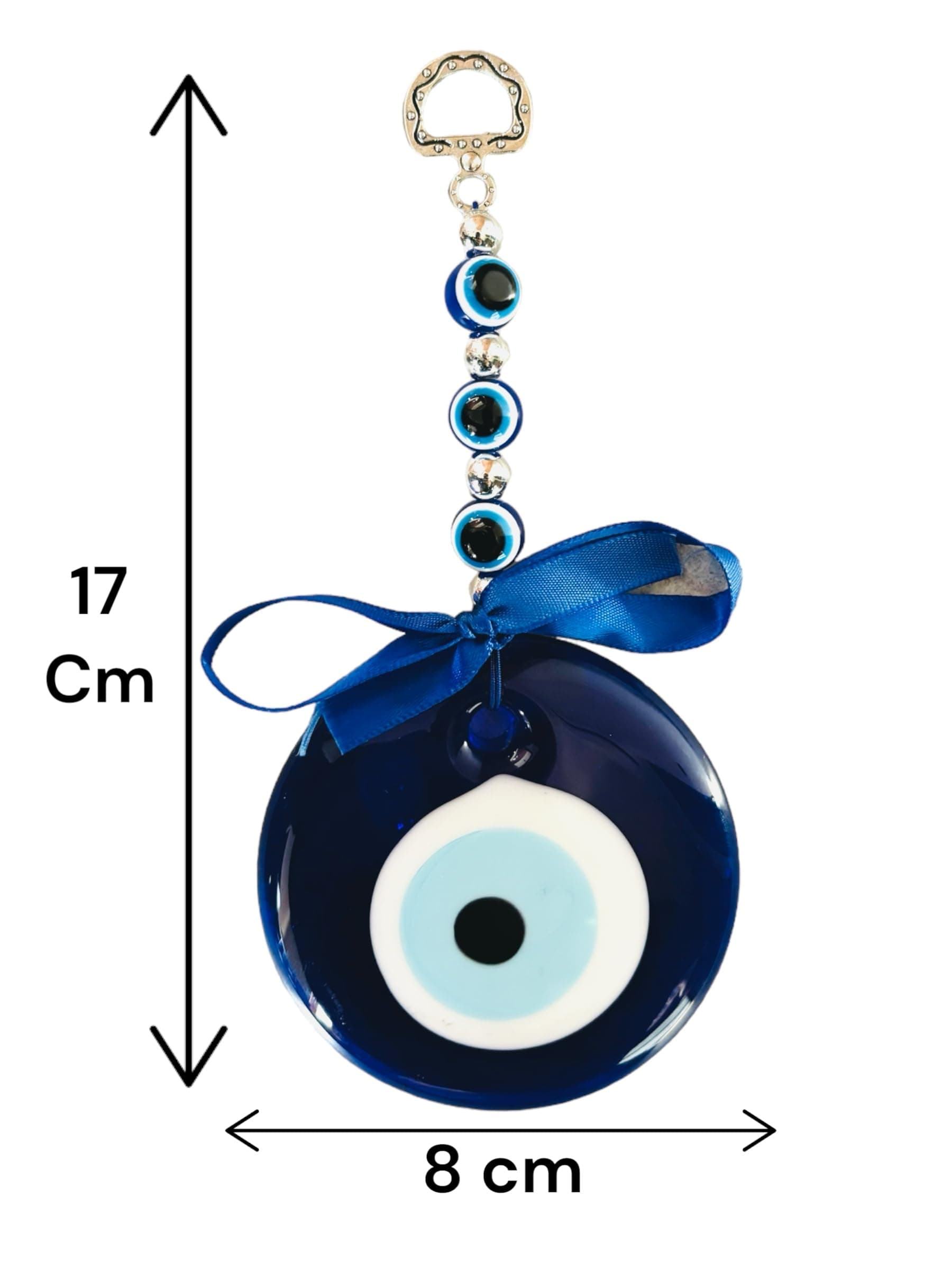Large Size Evil Eye Hanging for Home & Office | Turkish Evil Eye for Good Luck & Prosperity | Evil Eye Wall Hanging Main Door Entrance Nazar battu (8 cm)