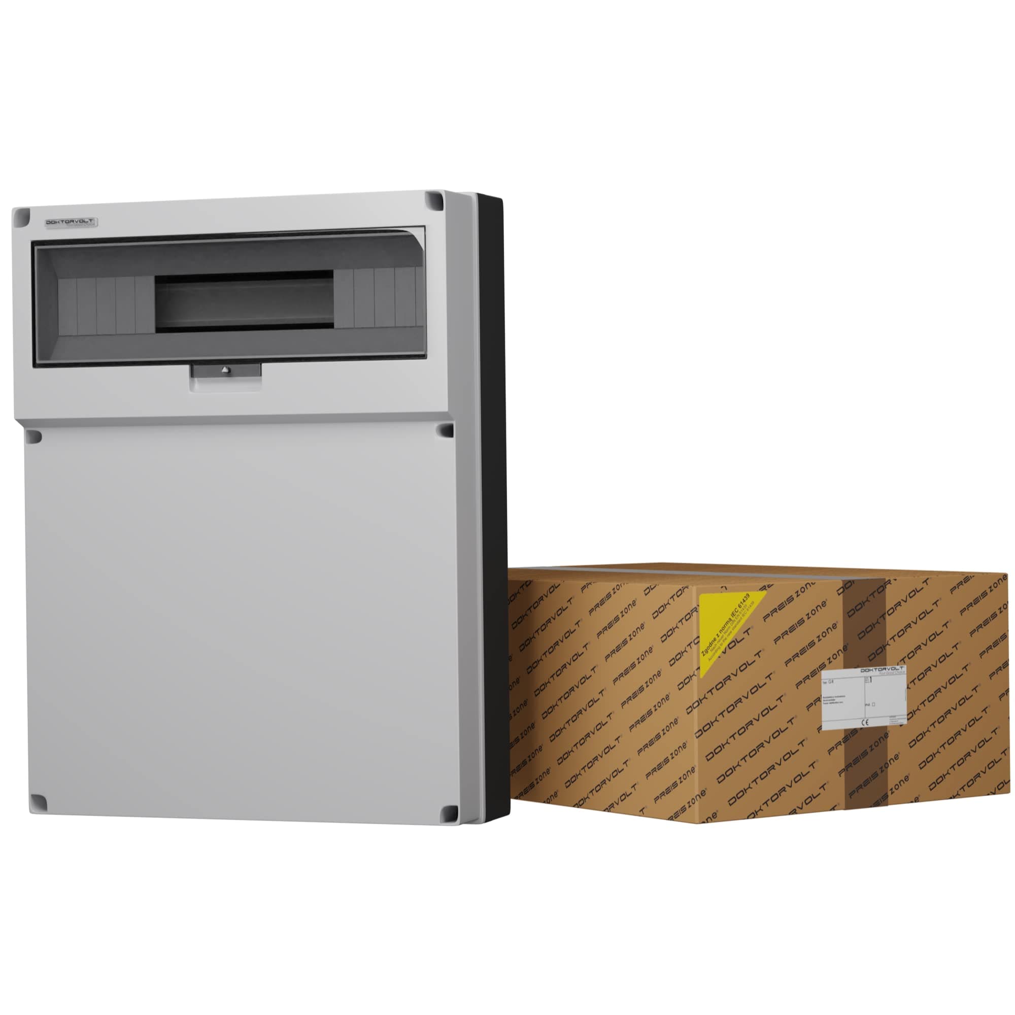 Dokorvolt Power Distributor with Mennekes Sockets 16x 230V Schuko, 8x LS Switches C16A VDE, 1x RCCB FI Switch 40A Construction Power Distributor Wall Distributor Fully Wired IP44 for Construction