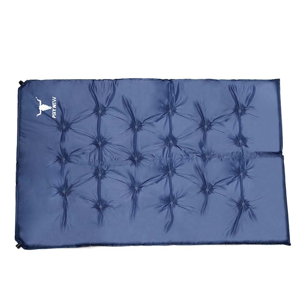 Double-wide Self-inflating Mattress with Carrying Strap for Outdoor Camping Hiking (Blue)