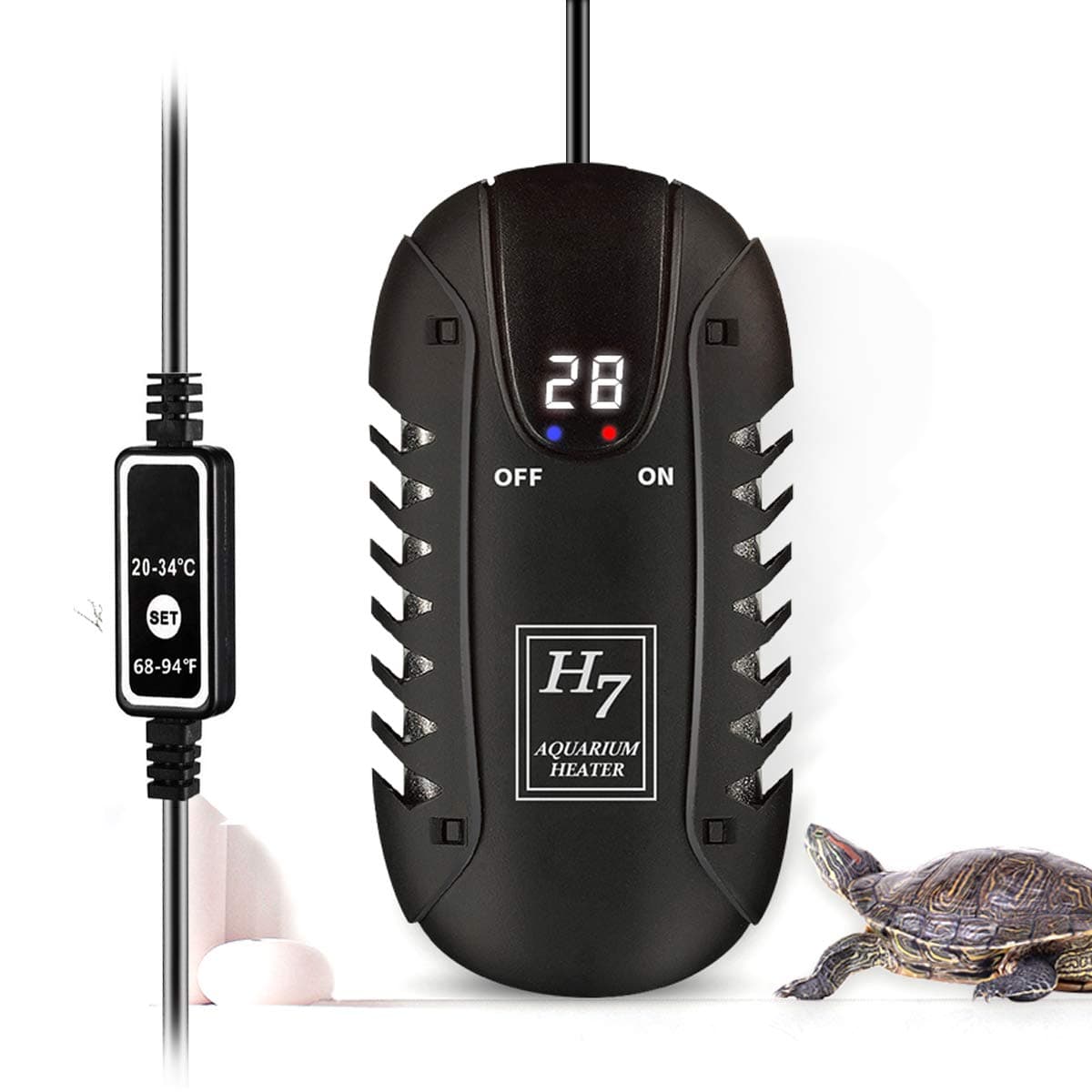 Titanium Alloy Aquarium Heater Digital Reading Dispaly with Out-of-Water Controller for Auquarium Tank, Corrosion-Resistant 200W (50W)