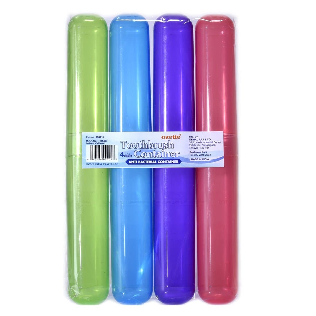 Ozette Toothbrush Container, Cover, Holder, Case for Adults and Family- Pack of 4, Cap for Travel, Outdoor, Home Use, Protect from Germs and Bacteria, Oral Hygiene Care, Multicolour, Made in India