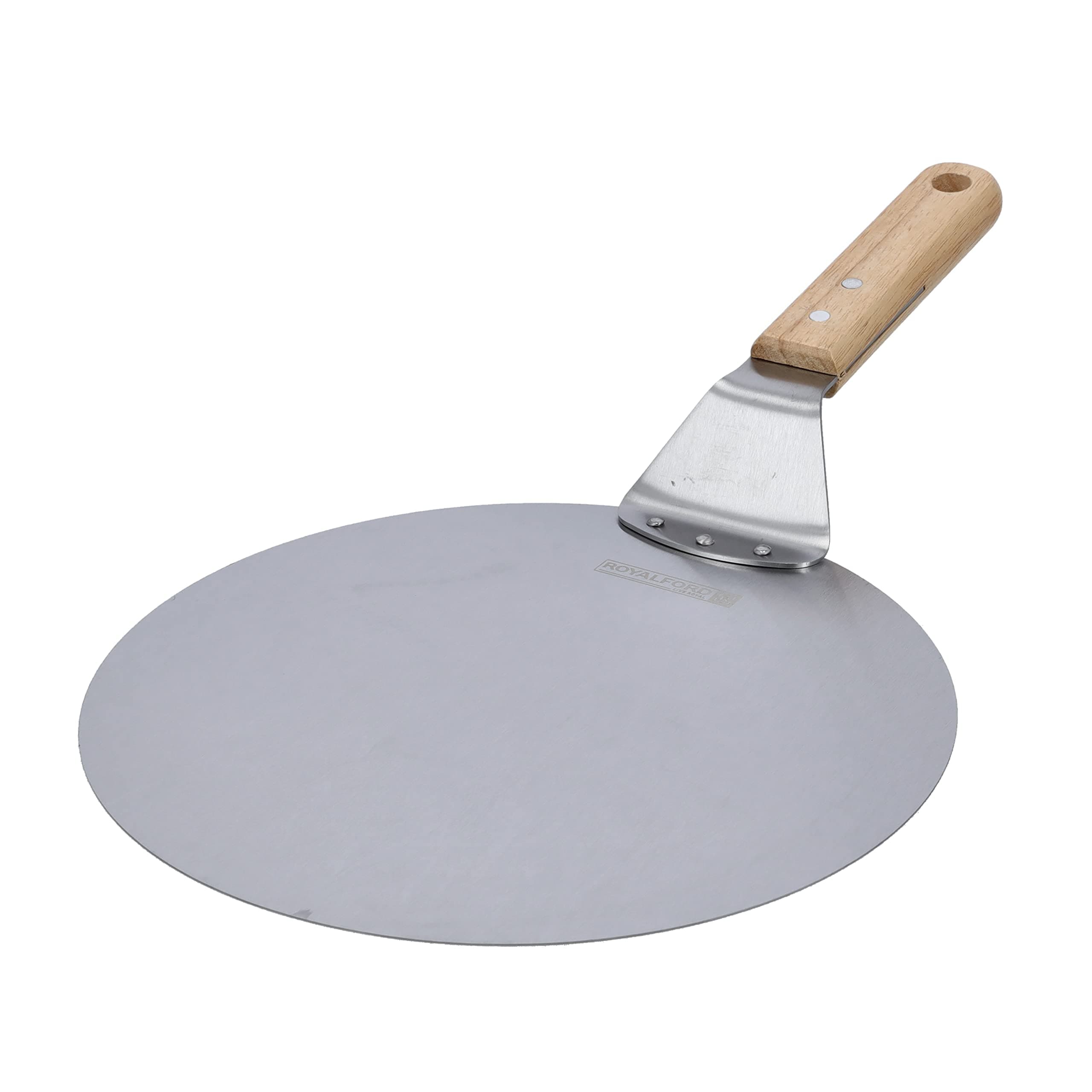 Royalford 10" Pizza Spatula, Stainless Steel, Rf10227 | Wooden Handle | Cake Lifter | Plate Holder Baking Tool Baking Homemade Pizza