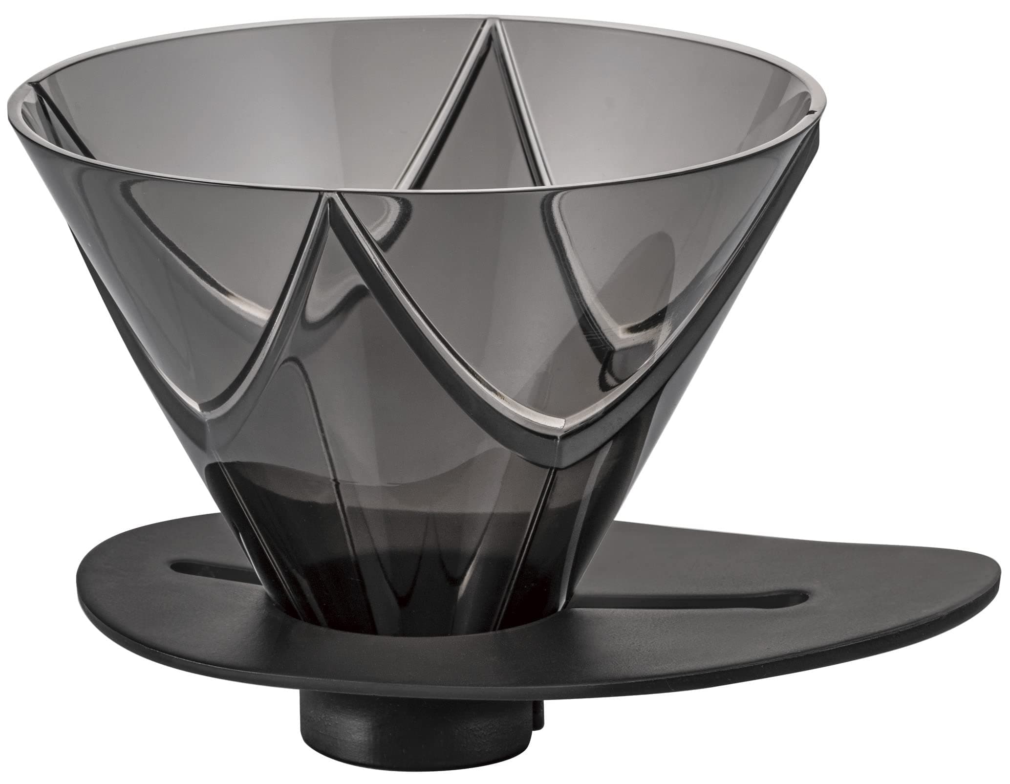 V60 Mugen Plastic Coffee Dripper 02, Single Pour Over Brewer for Filter Coffee, 2-4cups - Clear Black