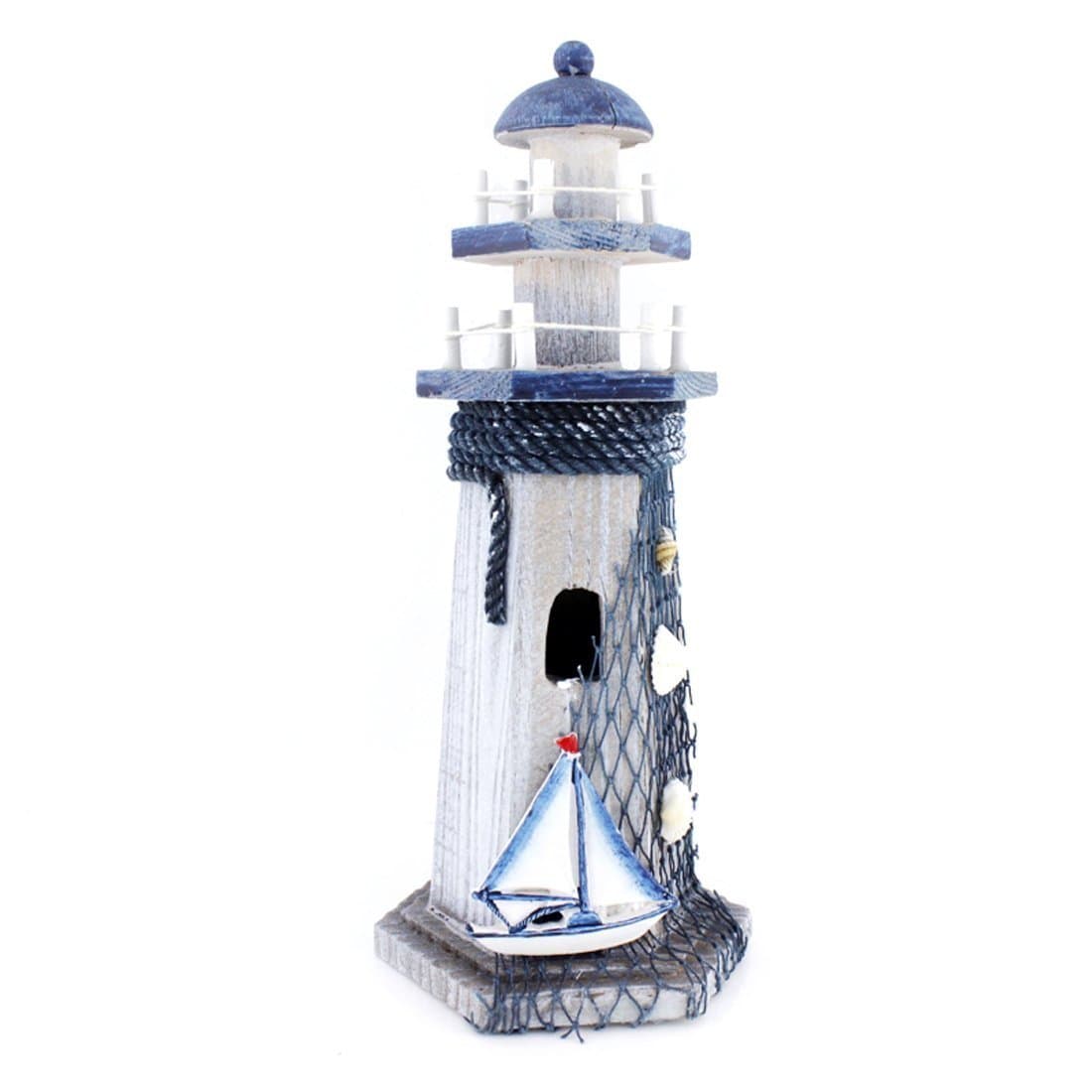 Sail Boat Wooden Lighthouse 10.6" High Nautical Themed Rooms Lighthouse Home Decor