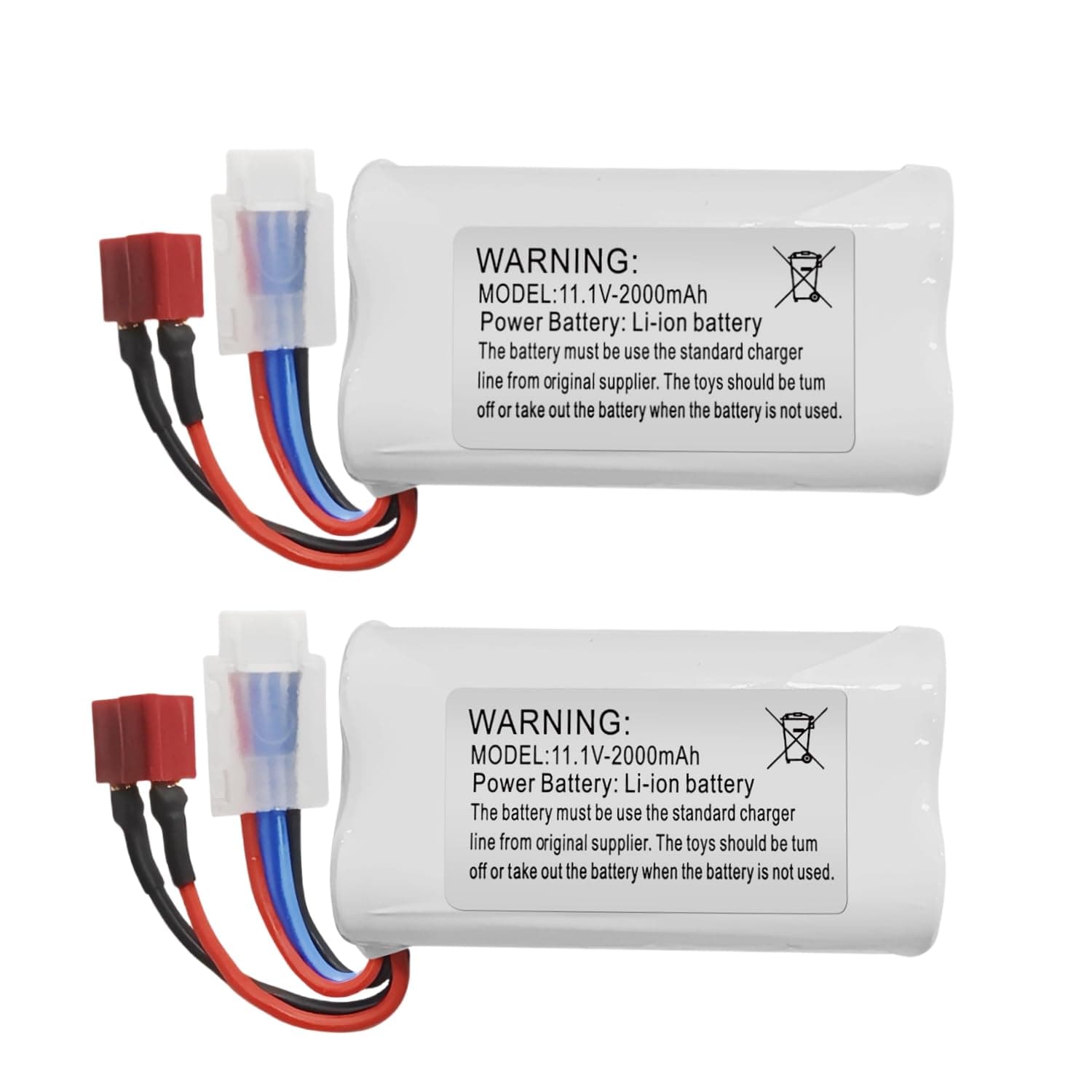 2PCS 11.1V 2000mAh T Plug Lithium Battery for R608 2104 210E 200E Brushless High Speed Water Cooling RC Speedboat Electric RC Boat Model Tumbler Toy Boat Battery