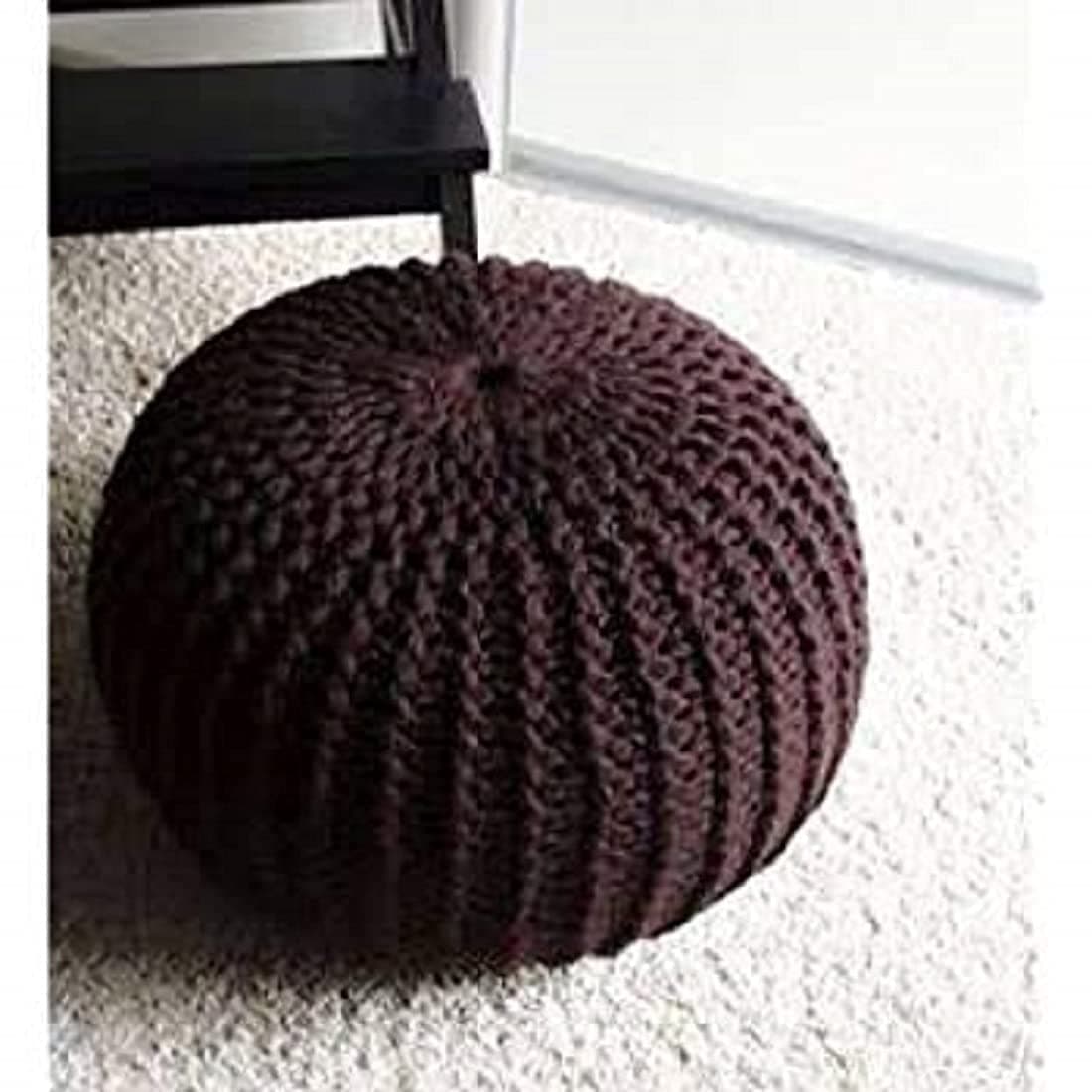 Home Streak Pouf Puffy for Living Room Sitting Round Ottoman Bean Filled Stool for Foot Rest (Size : 12 X 16) (Coffee Brown)