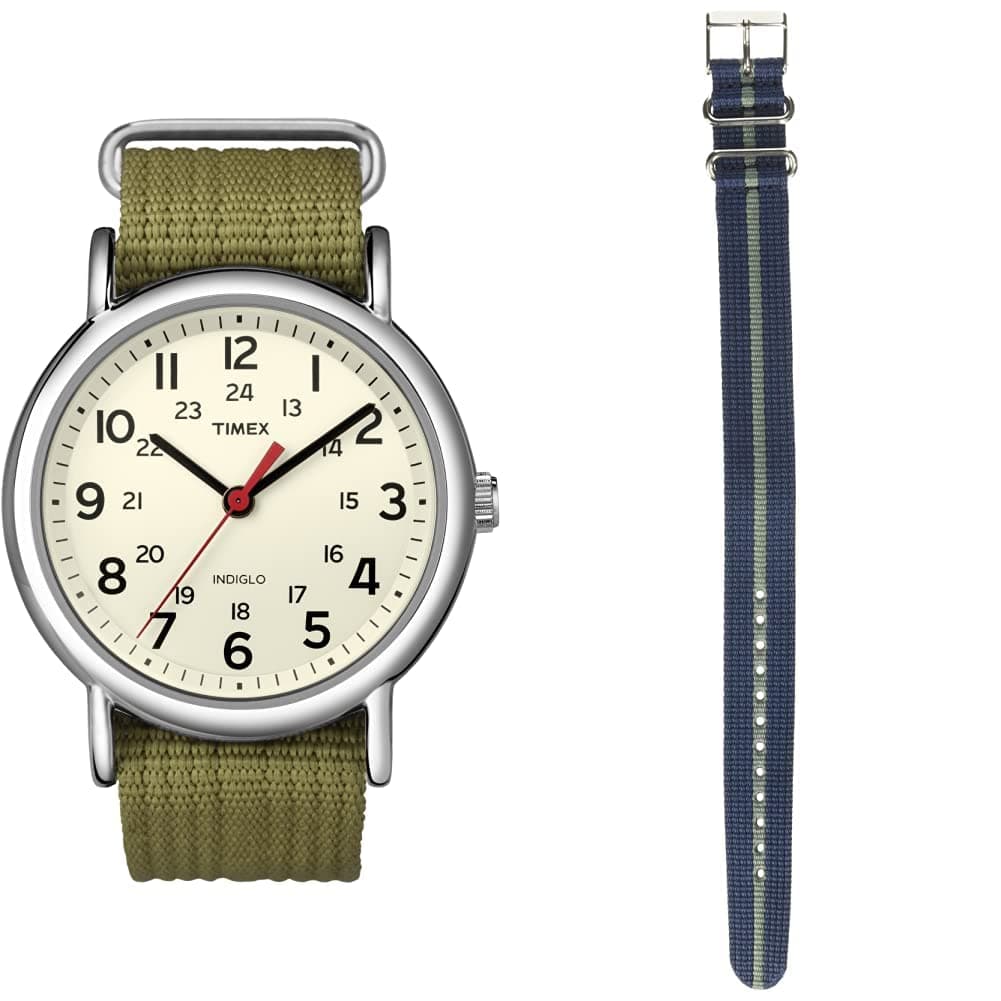 Unisex Weekender 38mm Watch with Additional Fabric Slip-Thru Strap