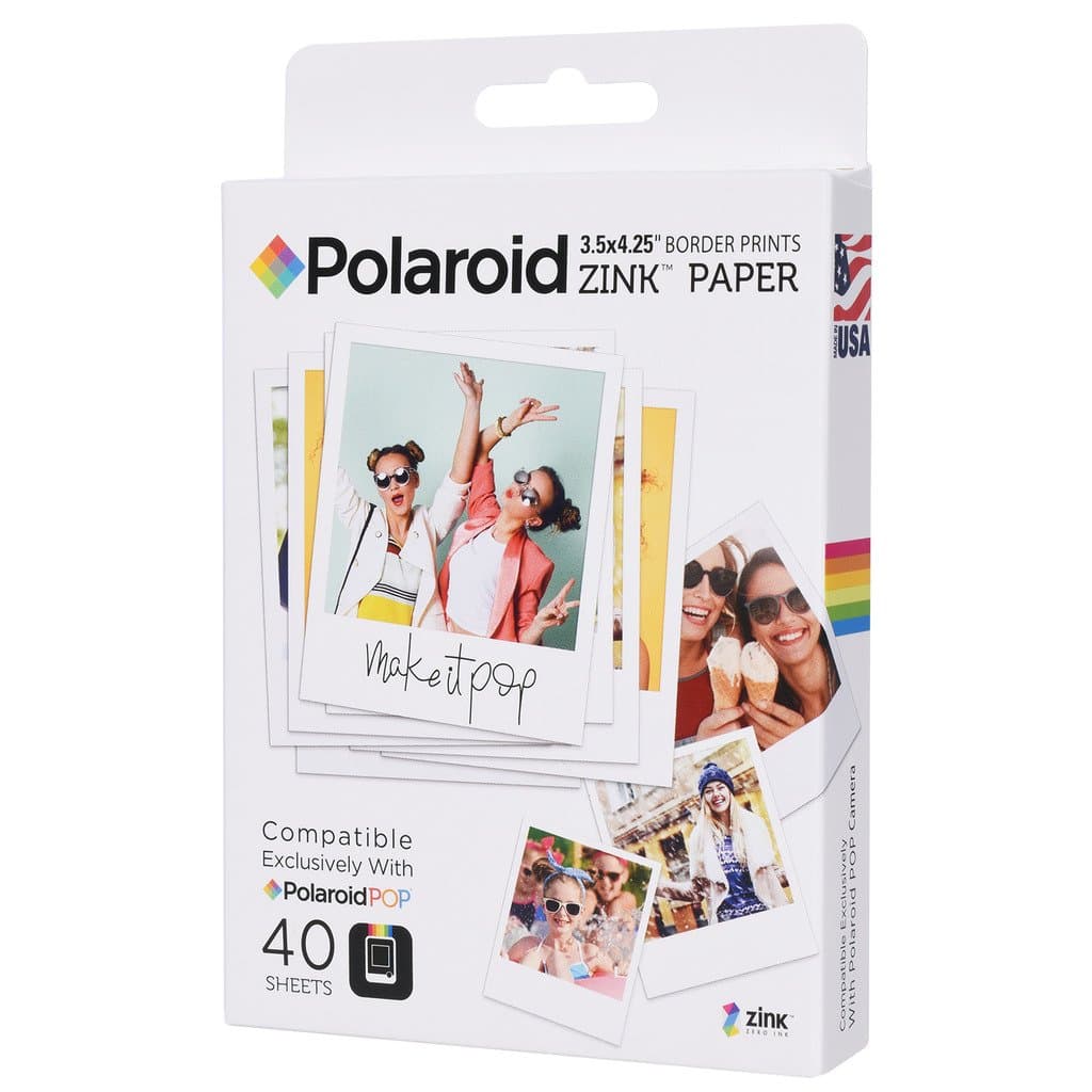 Zink Polaroid 3.5 x 4.3 inch Premium Zinc Border Print Photo Paper (40 Sheets) Compatible with Polaroid POP Instant Camera & Polaroid 3x4 Printer