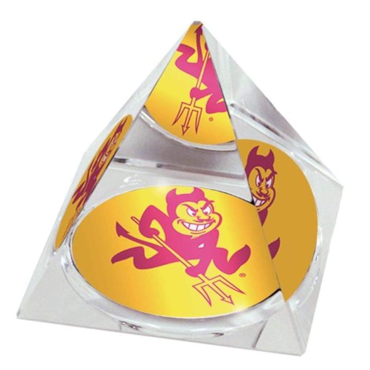 Paragon Innovations Company NCAA Arizona State University Sun Devils logo in 2" Crystal Pyramid with Colored Windowed Gift Box