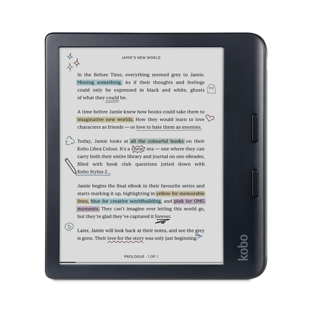 Libra Colour | eReader | 7" Glare-Free Colour E Ink Kaleido 3 Display | Dark Mode Option | Audiobooks | Waterproof