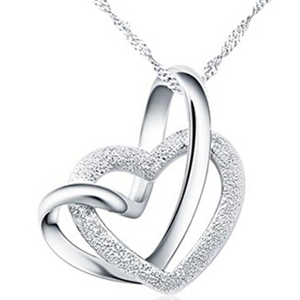 ELBONTEK 100% 925 Sterling Silver Loving You A Lifetime Interlocking Crafted Heart Shape Pendant Necklace for Women