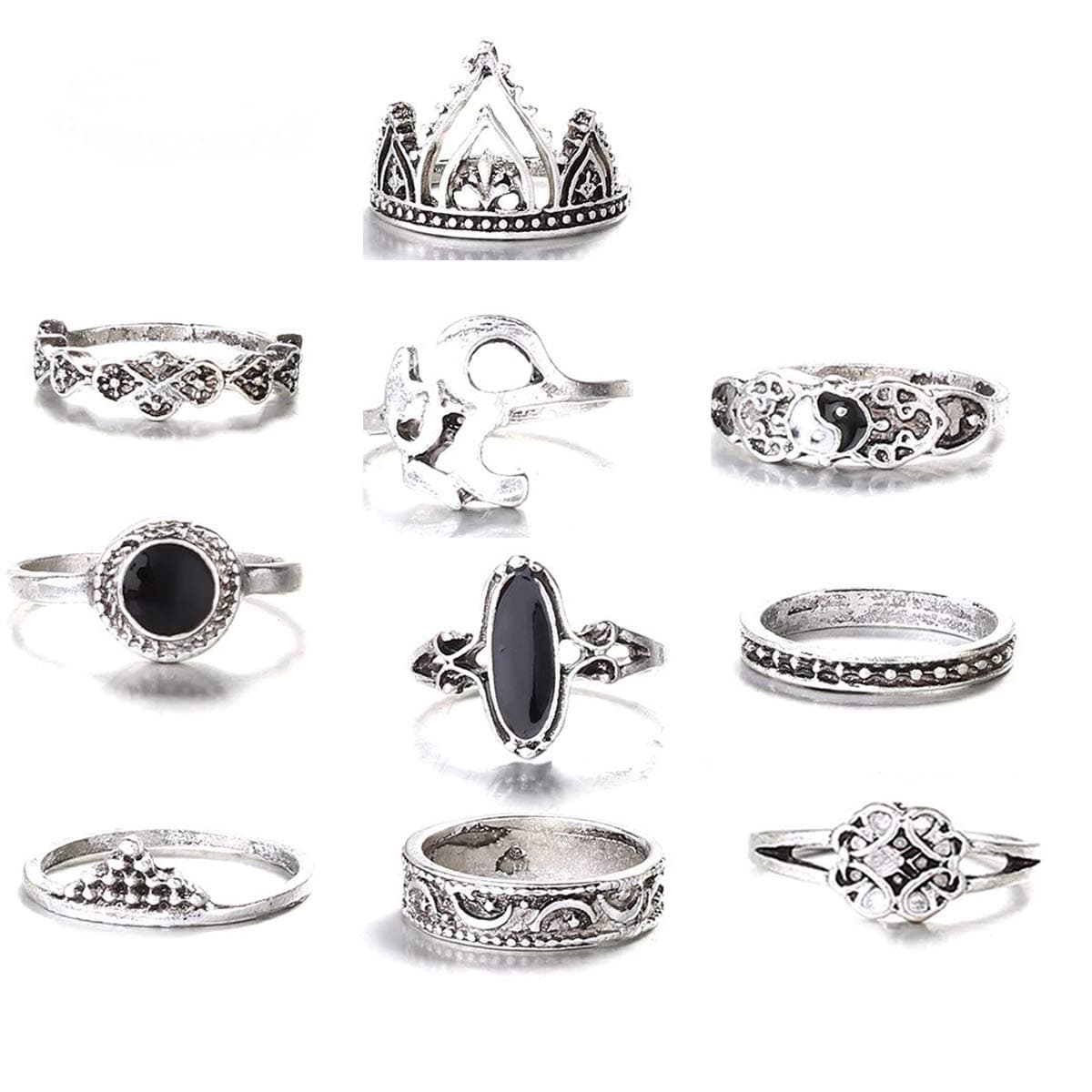 10 Pcs Vintage Knuckle Rings for Women Stackable Midi Finger Ring Set