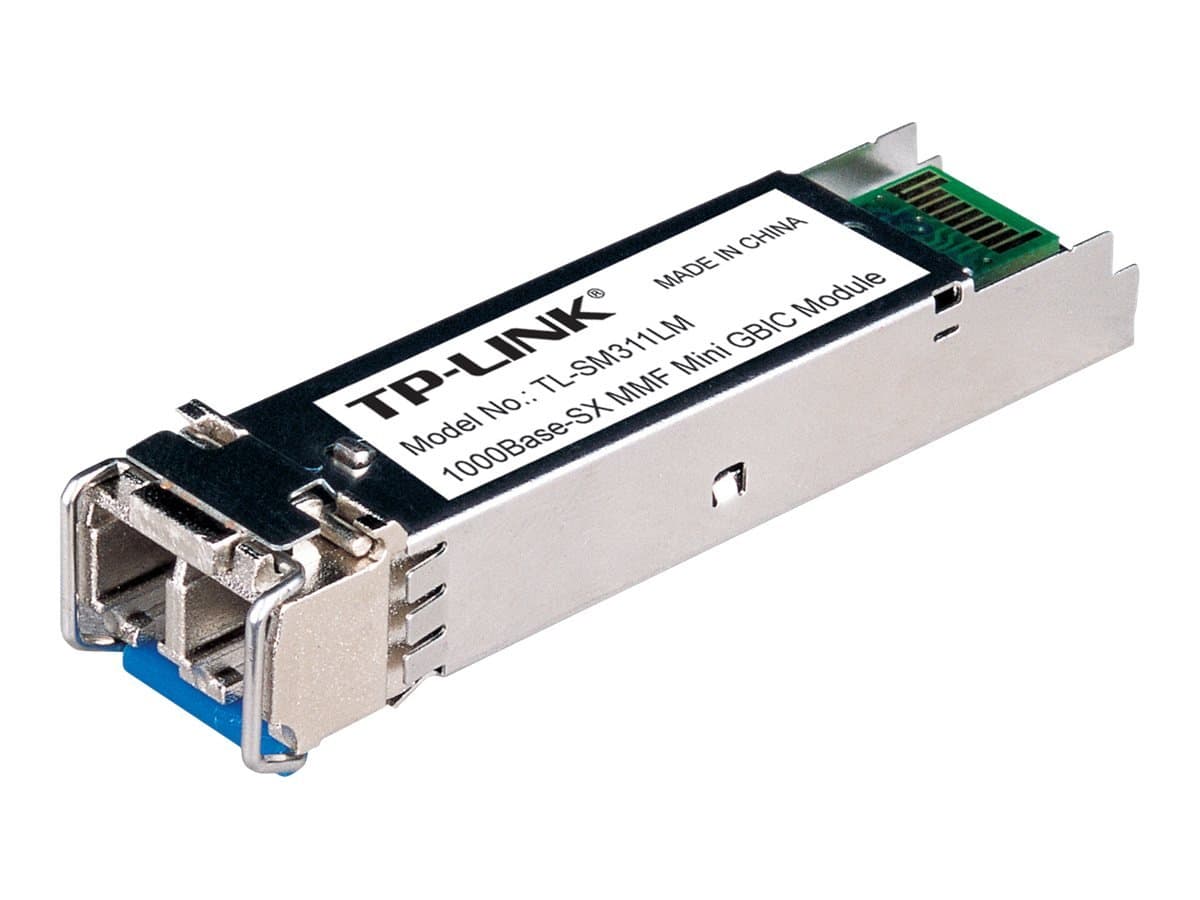 TP-LINK Gigabit SFP module, 1000Base-SX Multi-mode Fiber Mini GBIC Plug and Play, LC/UPC interface, Up to 550/220m distance (TL-SM311LM)