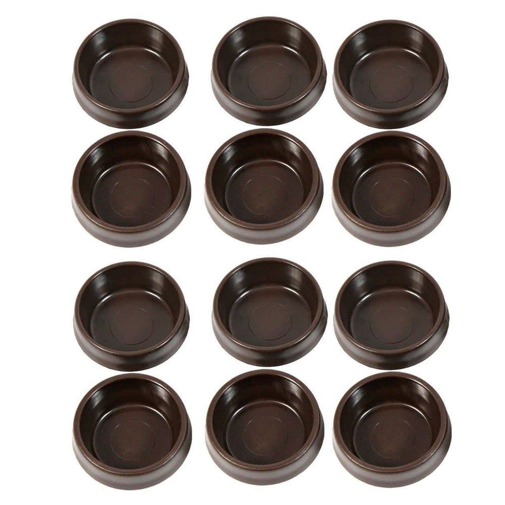 12 x Large Brown Castor Cups Chair/Sofa Carpet/Floor Furniture Protectors Caster